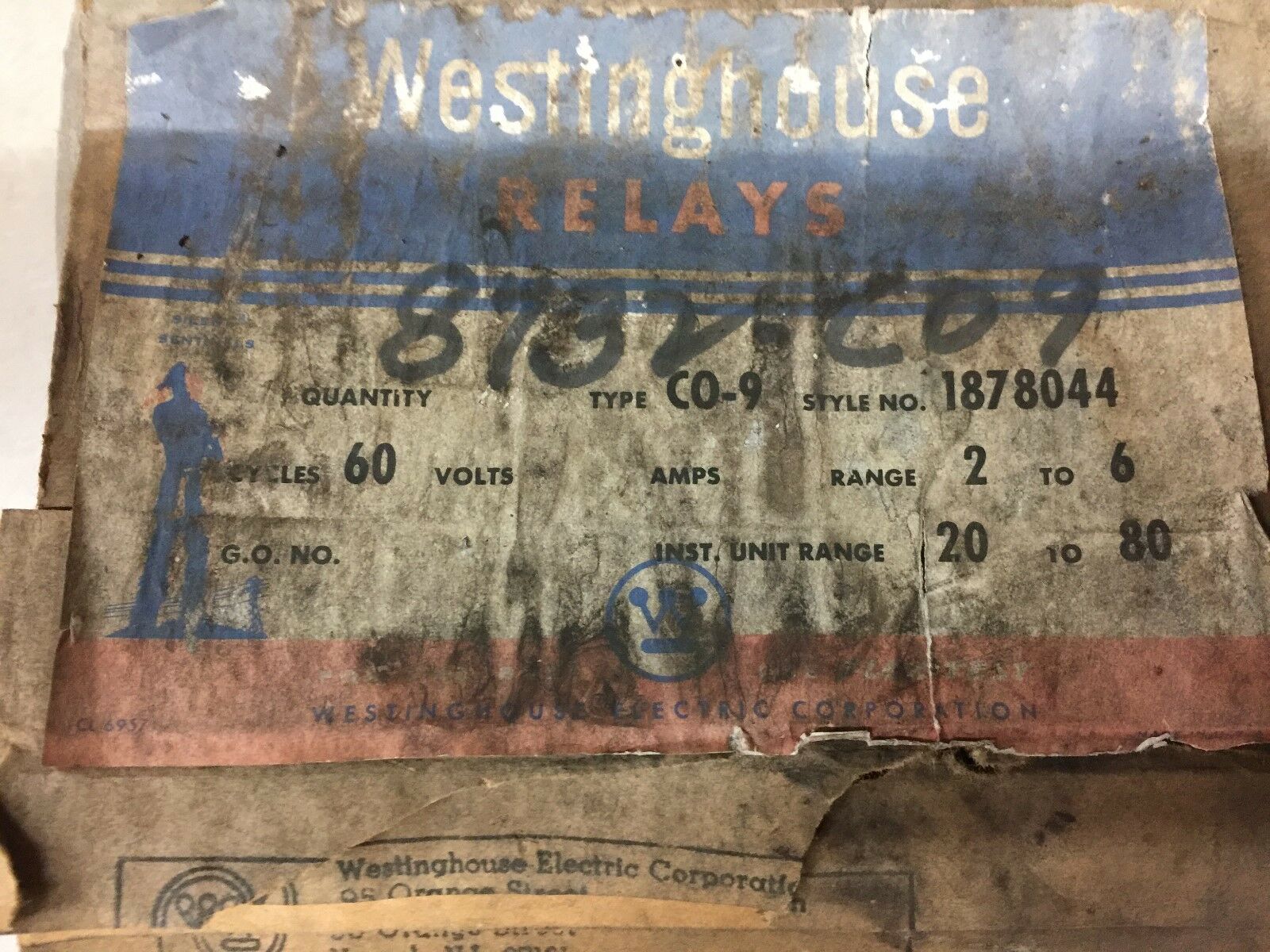 NEW IN BOX WESTINGHOUSE TYPE C0-9 OVERCURRENT RELAY 1878044A
