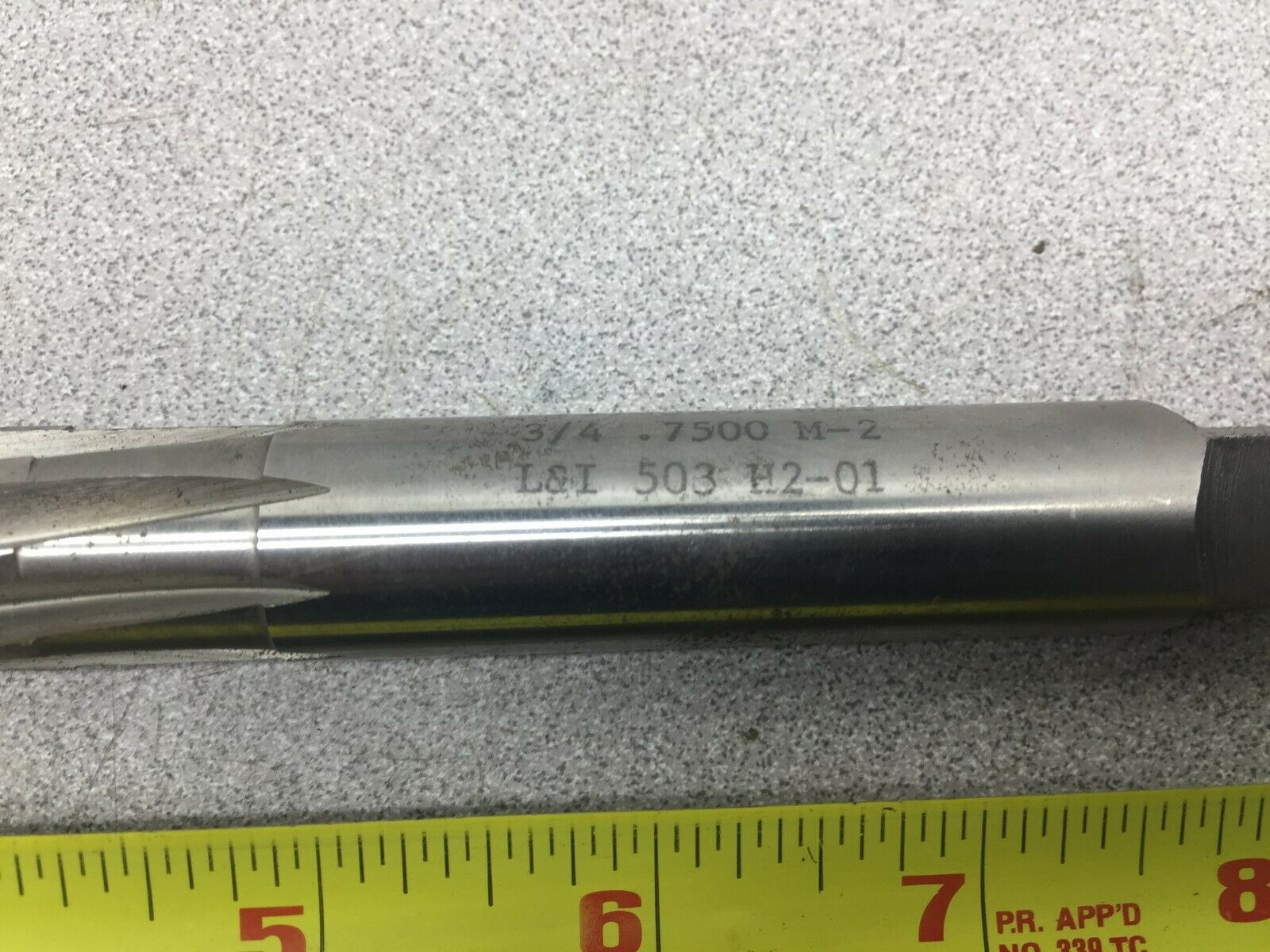 NEW NO BOX L&I 3/4 .7500 M-2 19.050 MM HAND REAMER 503 H2-01