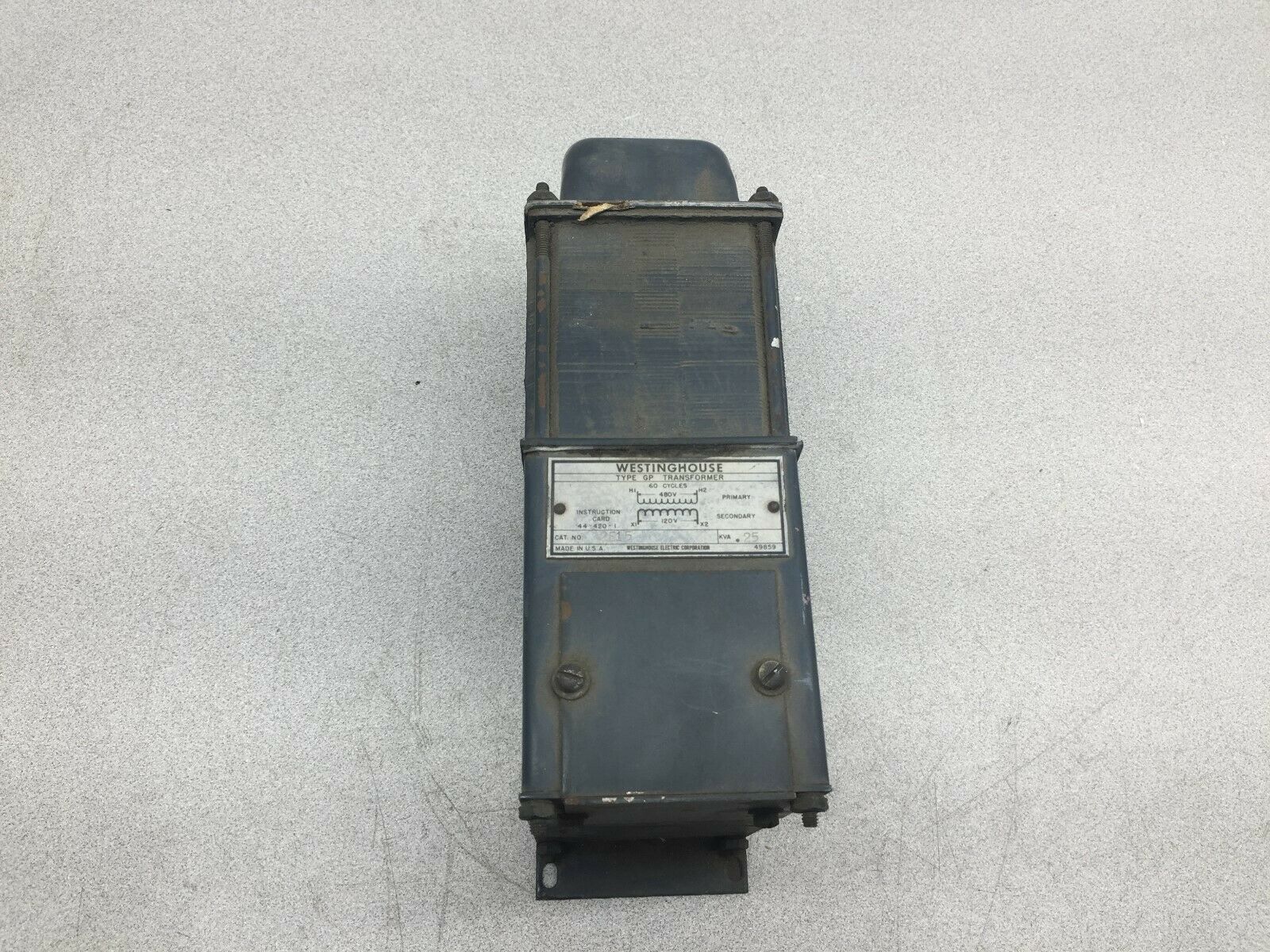 NEW NO BOX WESTINGHOUSE .25 KVA 480VAC PRI 120VAC SEC CONTROL TRANSFORMER 2E15