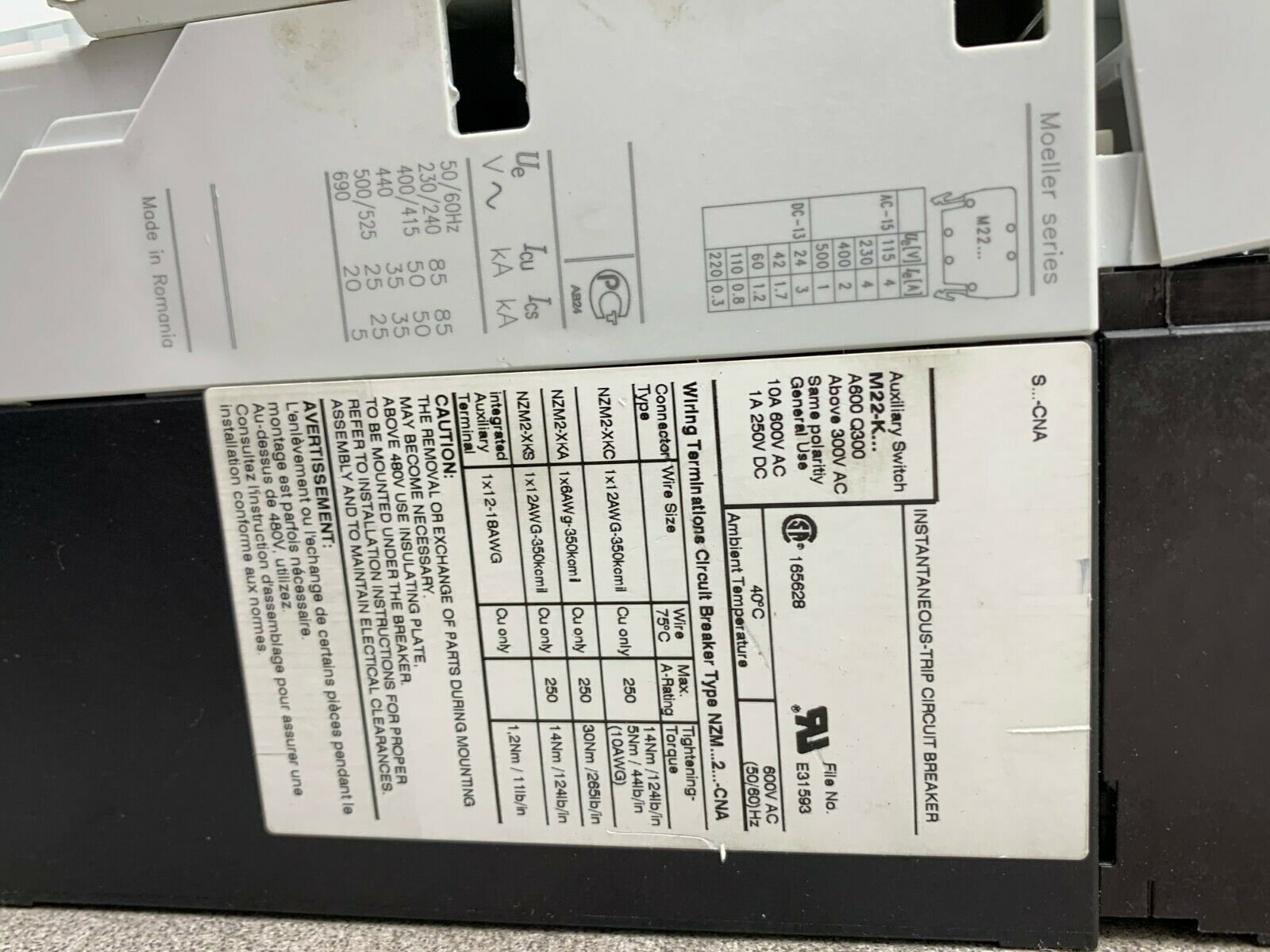 NEW EATON MOELLER 250AMP BREAKER WITH SYNCHRONIZED REMOTE OPERATOR NZM 2-XR