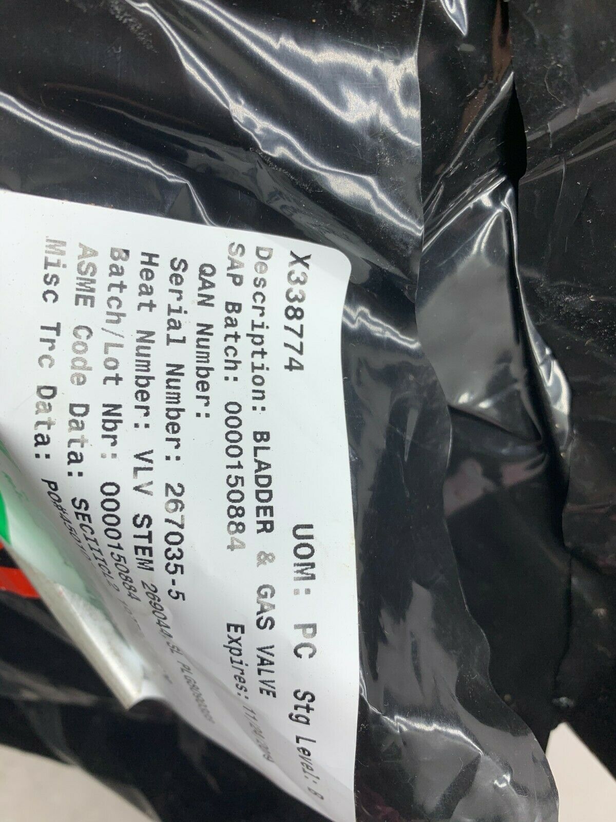 NEW WESTINGHOUSE BLADDER AND GAS VALVE ASSEMBLY 064-61634-0003