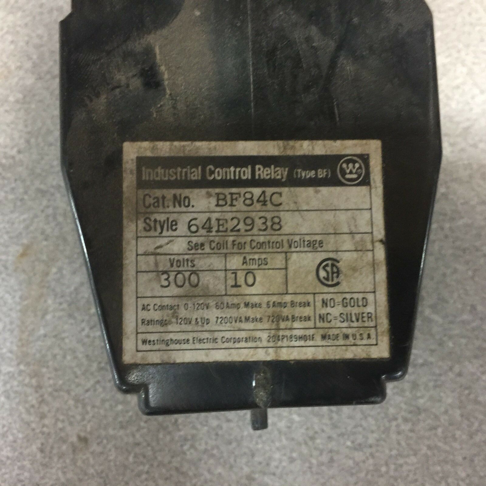 NEW NO BOX WESTINGHOUSE CONTROL RELAY BF84C