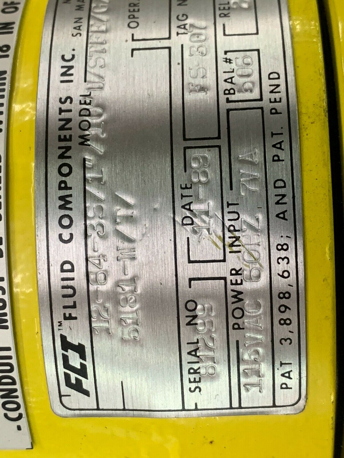 NEW FCI FLUID COMPONENTS 29/30 MODEL 12-64-3S/1"/10"U/STFE/G/VD/5181-W/T/