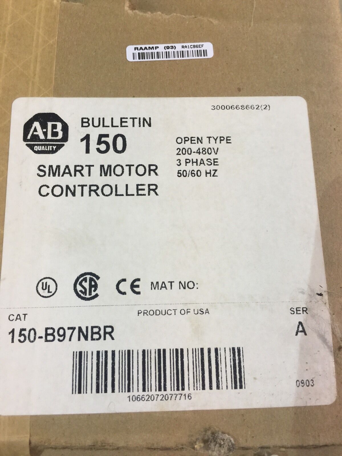 NEW SEALED ALLEN-BRADLEY SMART MOTOR CONTROLLER SOFTSTART 150-B97NBR SERIES A