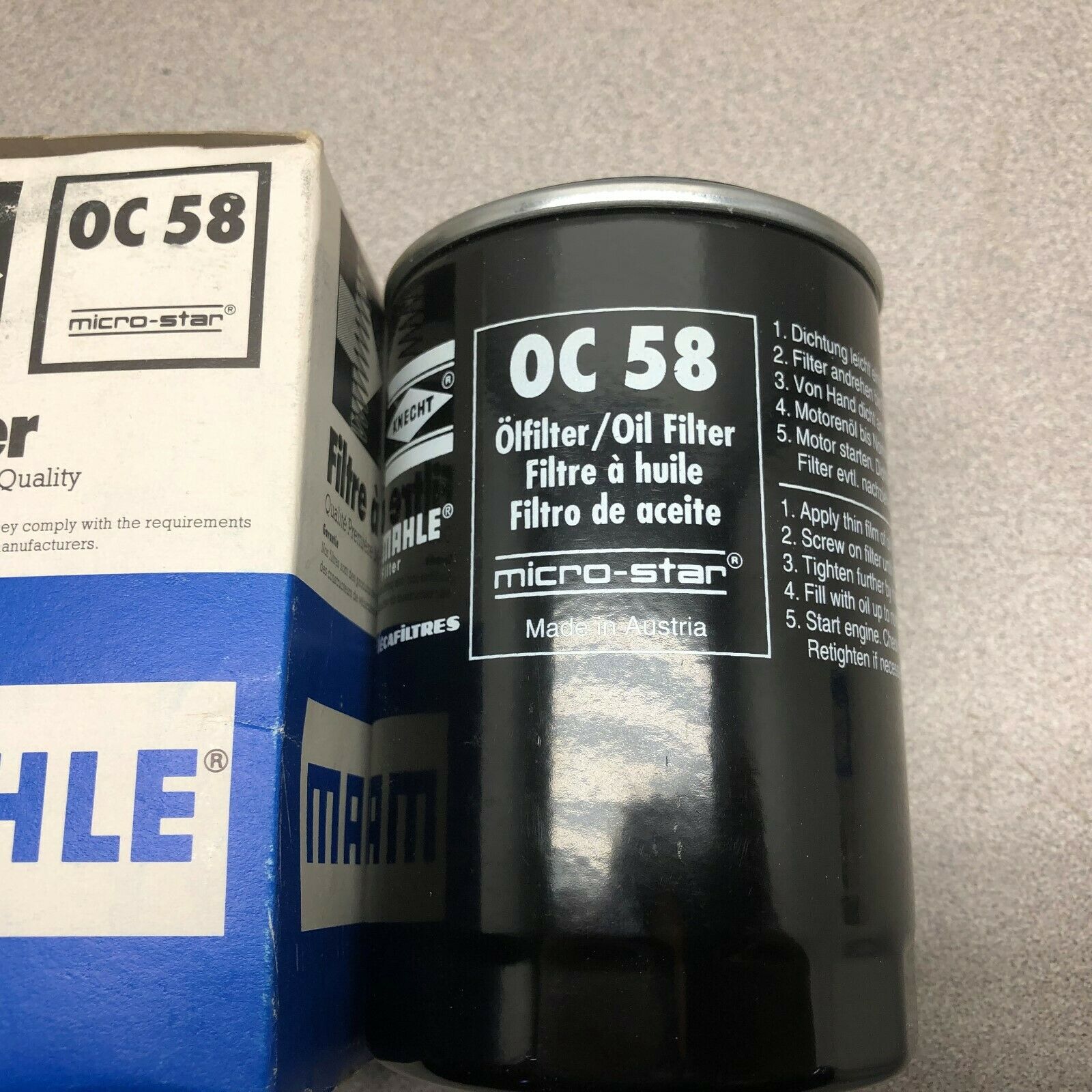 NEW IN BOX MAHLE OIL FILTER OC-58