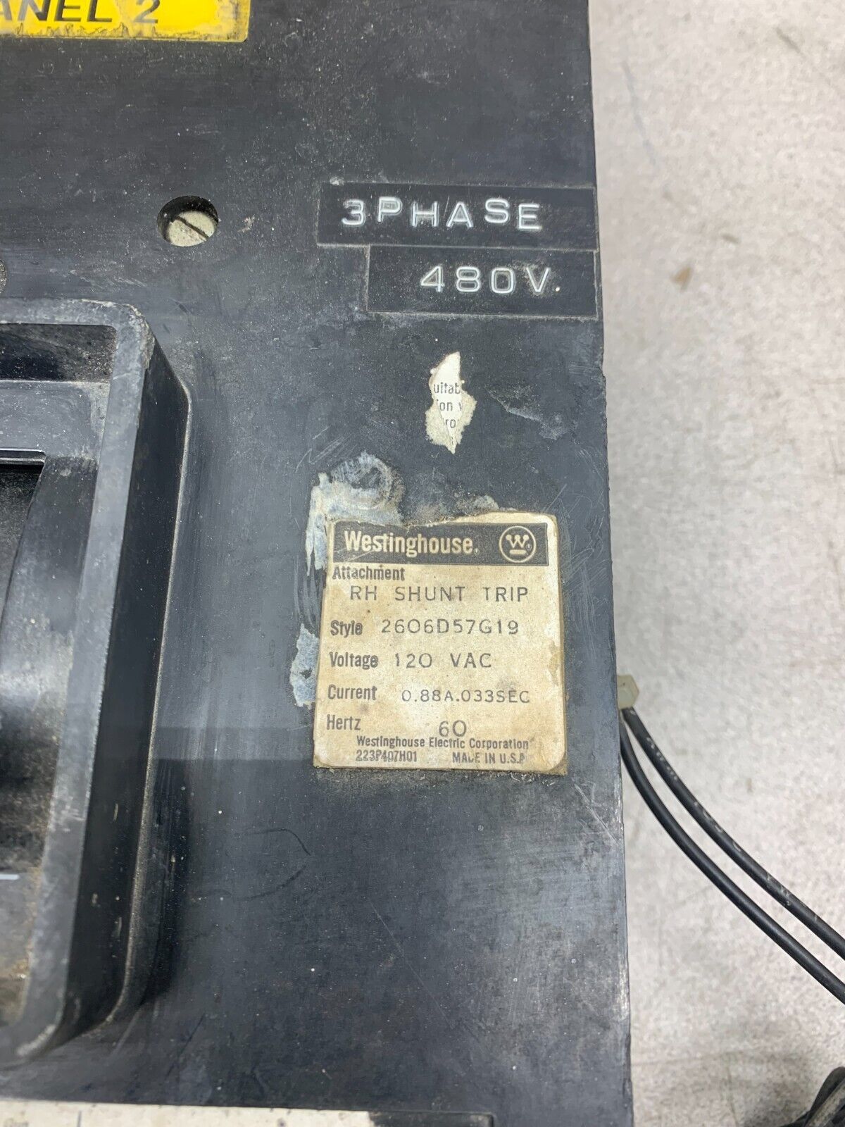 USED WESTINGHOUSE 800AMP MINING CIRCUIT BREAKER 2600D43G12 WITH 2606D57G19