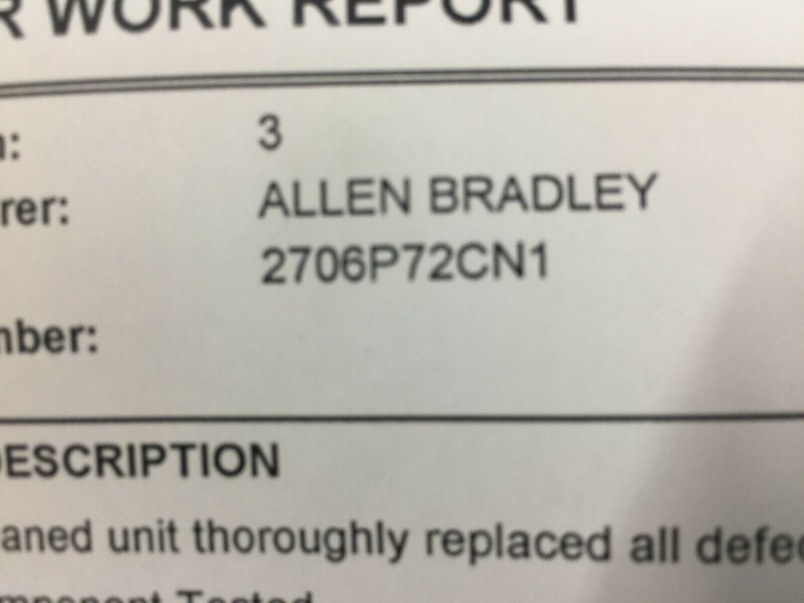 REMANUFACTURED ALLEN BRADLEY INVIEW 100-240 VAC MESSAGE DISPLAY 2706-P72CN1