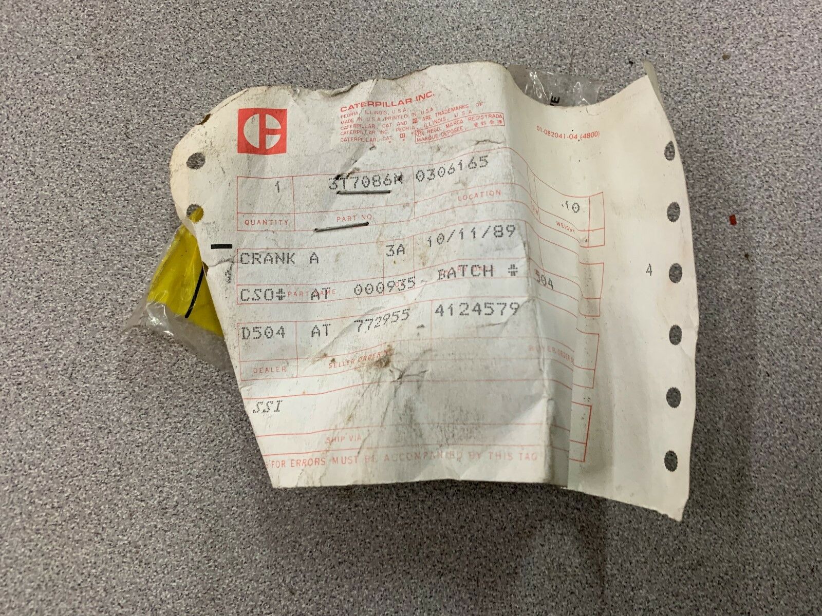 NEW NO BOX CATERPILLAR CRANK 3T7086N