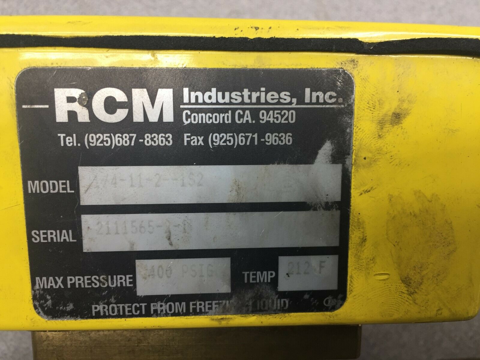 USED RCM INDUSTRIES 400 PSI MAX PRESSURE SWITCH 1/4-11-2--1S2