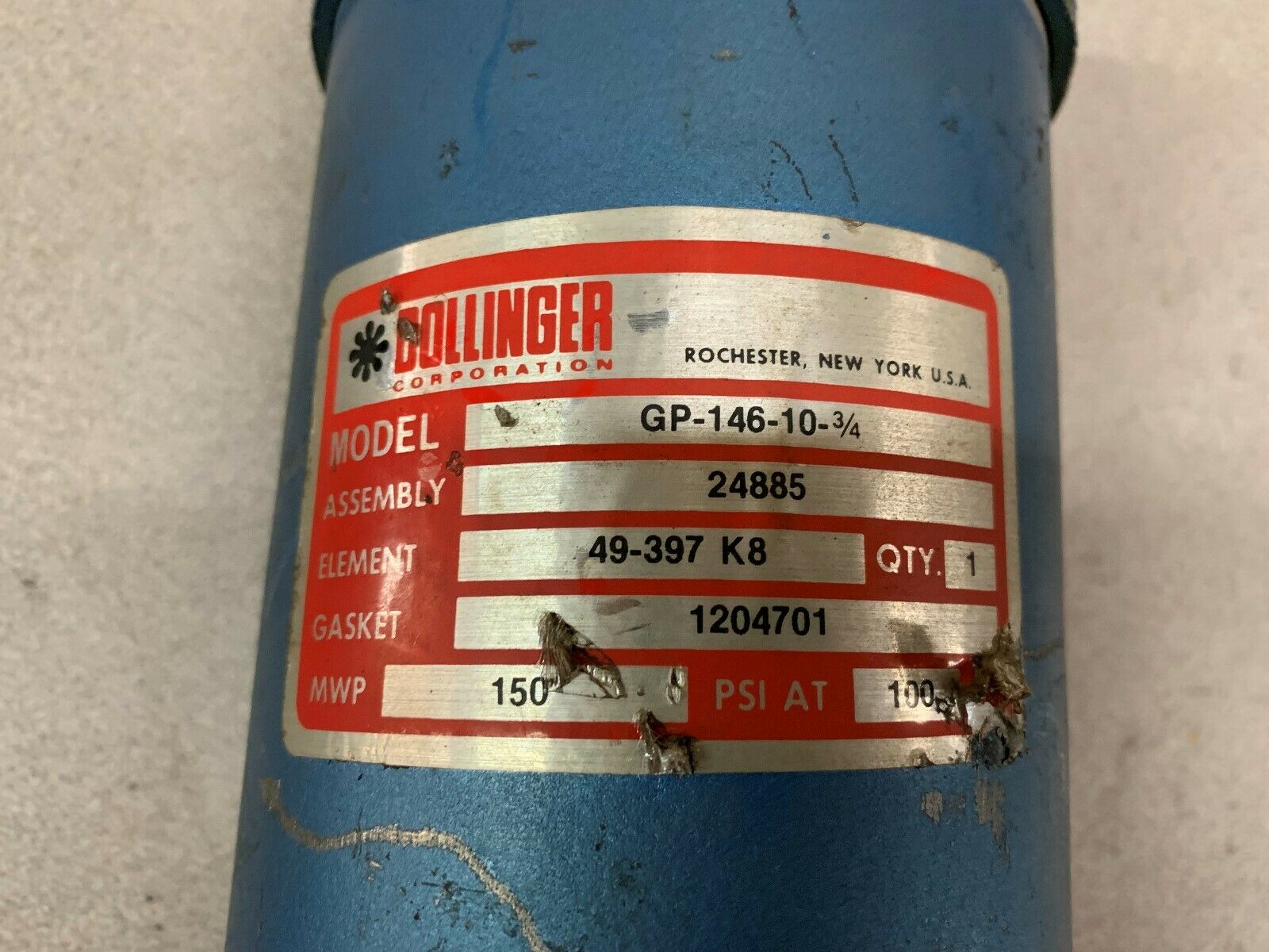 NEW NO BOX DOLLINGER 24885 FILTER GP-146-10-3/4