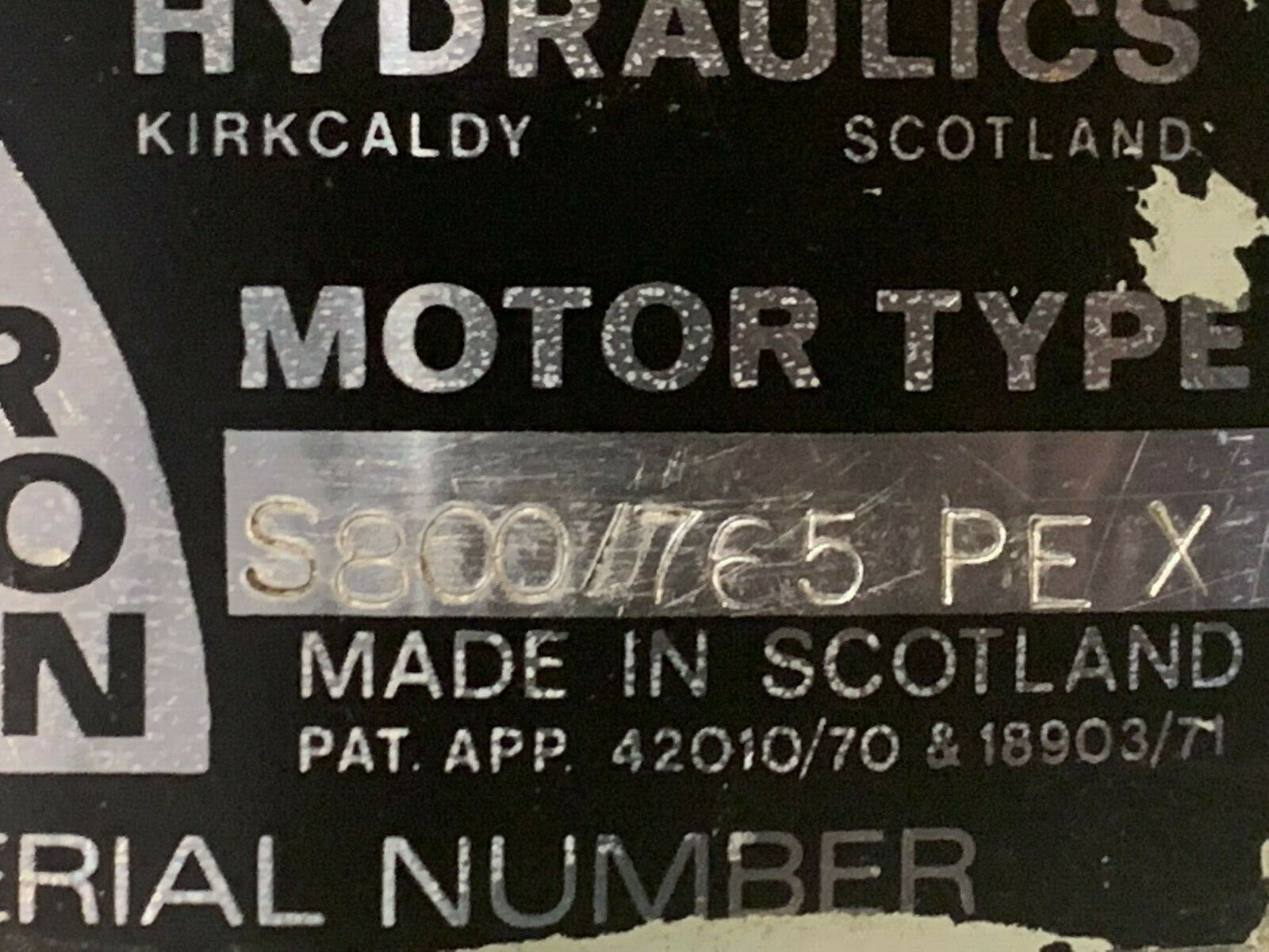 NEW NO BOX CARRON S800 765PEX HYDRAULIC MOTOR S800/765 PEX