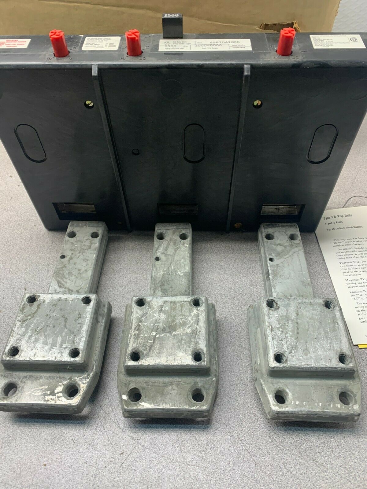 NEW IN BOX WESTINGHOUSE 3 POLE 2500AMP 4981D41G06 TRIP UNIT PB32500T