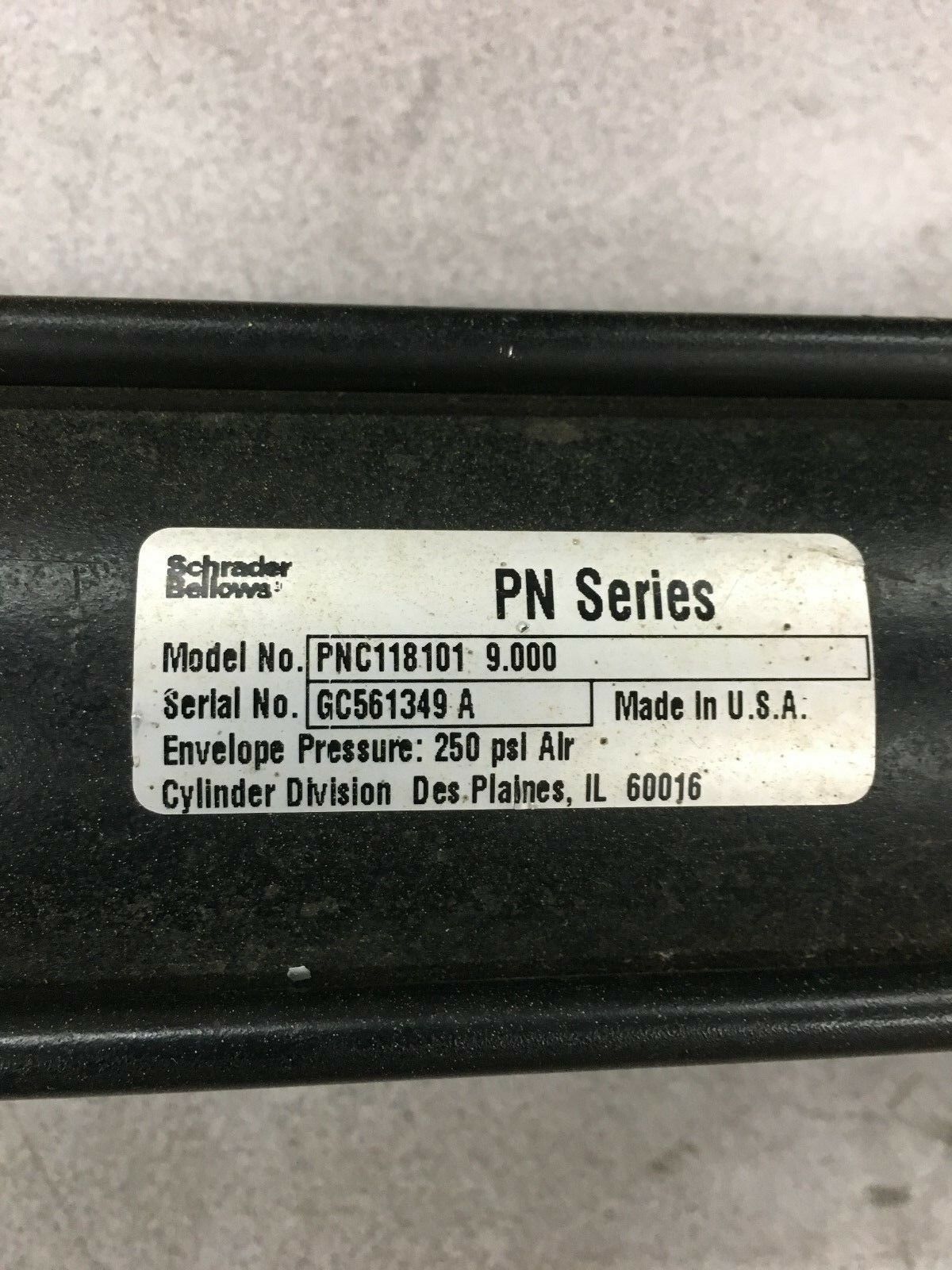 NEW NO BOX SCHRADER BELLOWS PN SERIES CYLINDER PNC118101 9.000