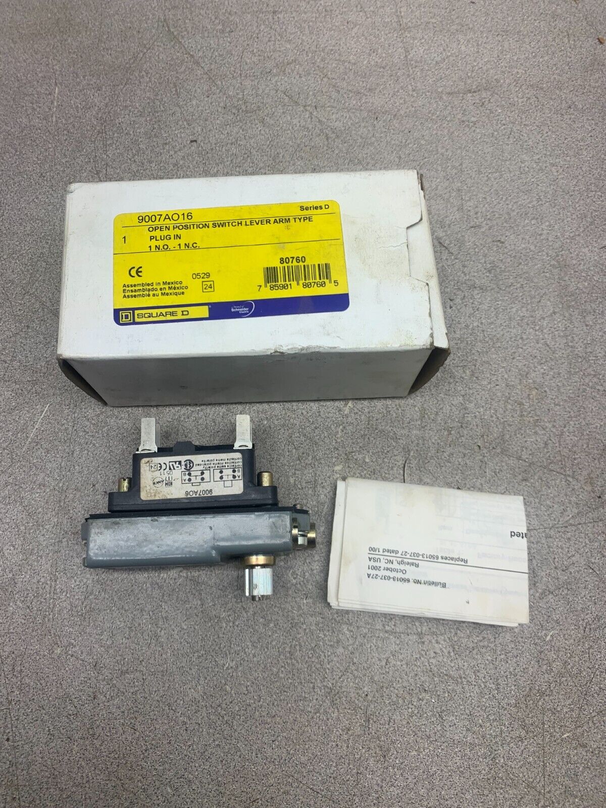 NEW IN BOX SQUARE D OPEN POSITION SWITCH LEVER ARM TYPE 9007 AO16 SERIES D