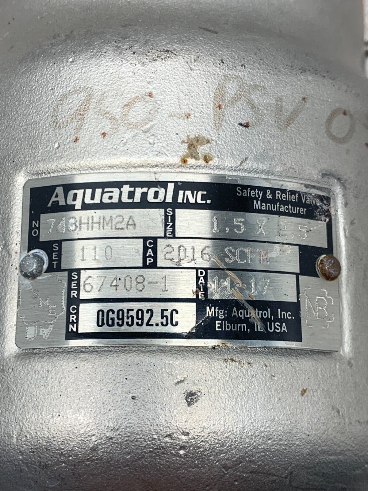 NEW NO BOX AQUATROL 1.5 X 2.5" SAFETY RELIEF VALVE 110 SET PRESSURE 743HHM2A