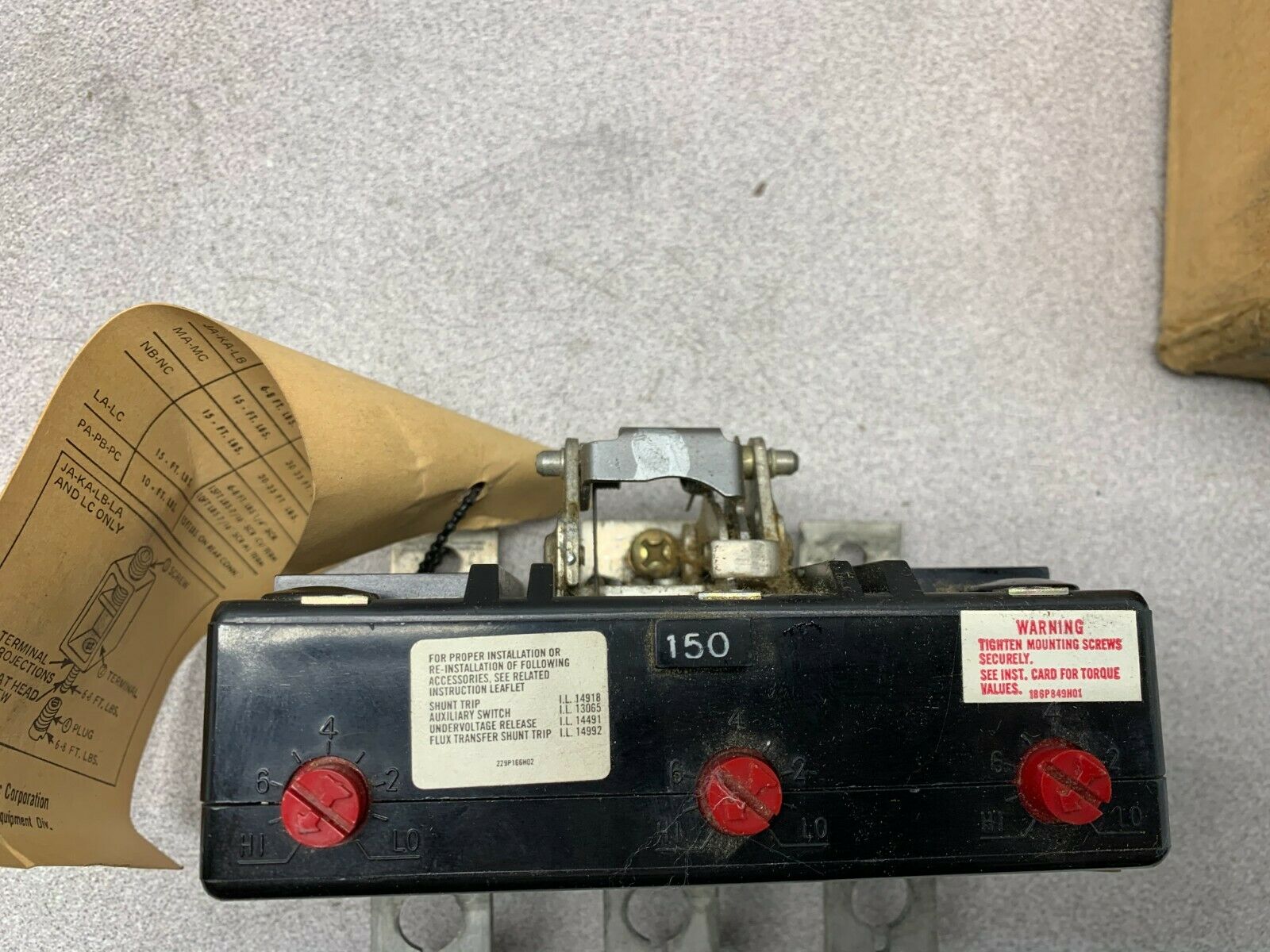 NEW IN BOX WESTINGHOUSE 150AMP TRIP UNIT HKA3150T