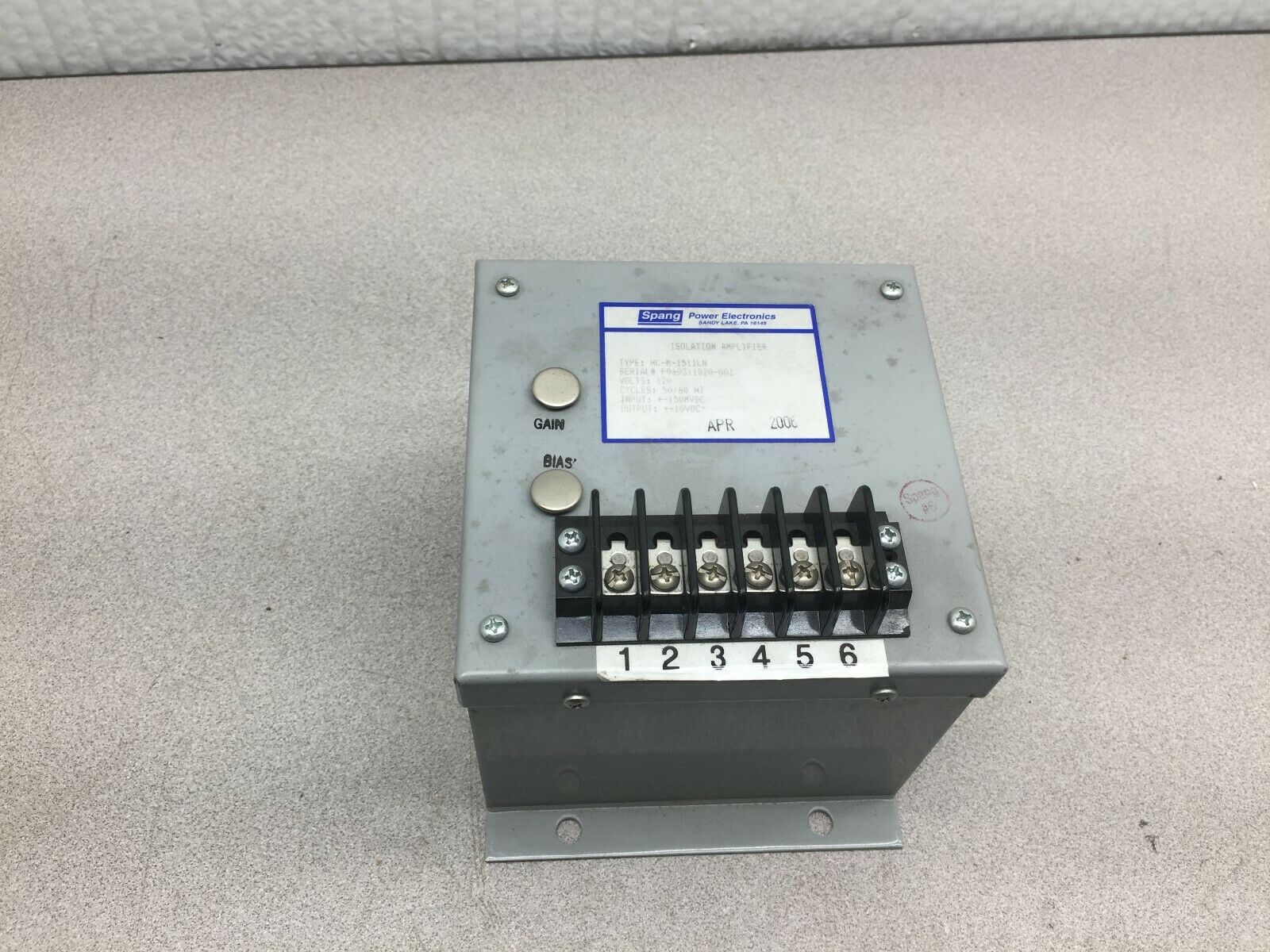 NEW NO BOX SPANG 120VAC ISOLATION AMPLIFIER HC-M-1511LN