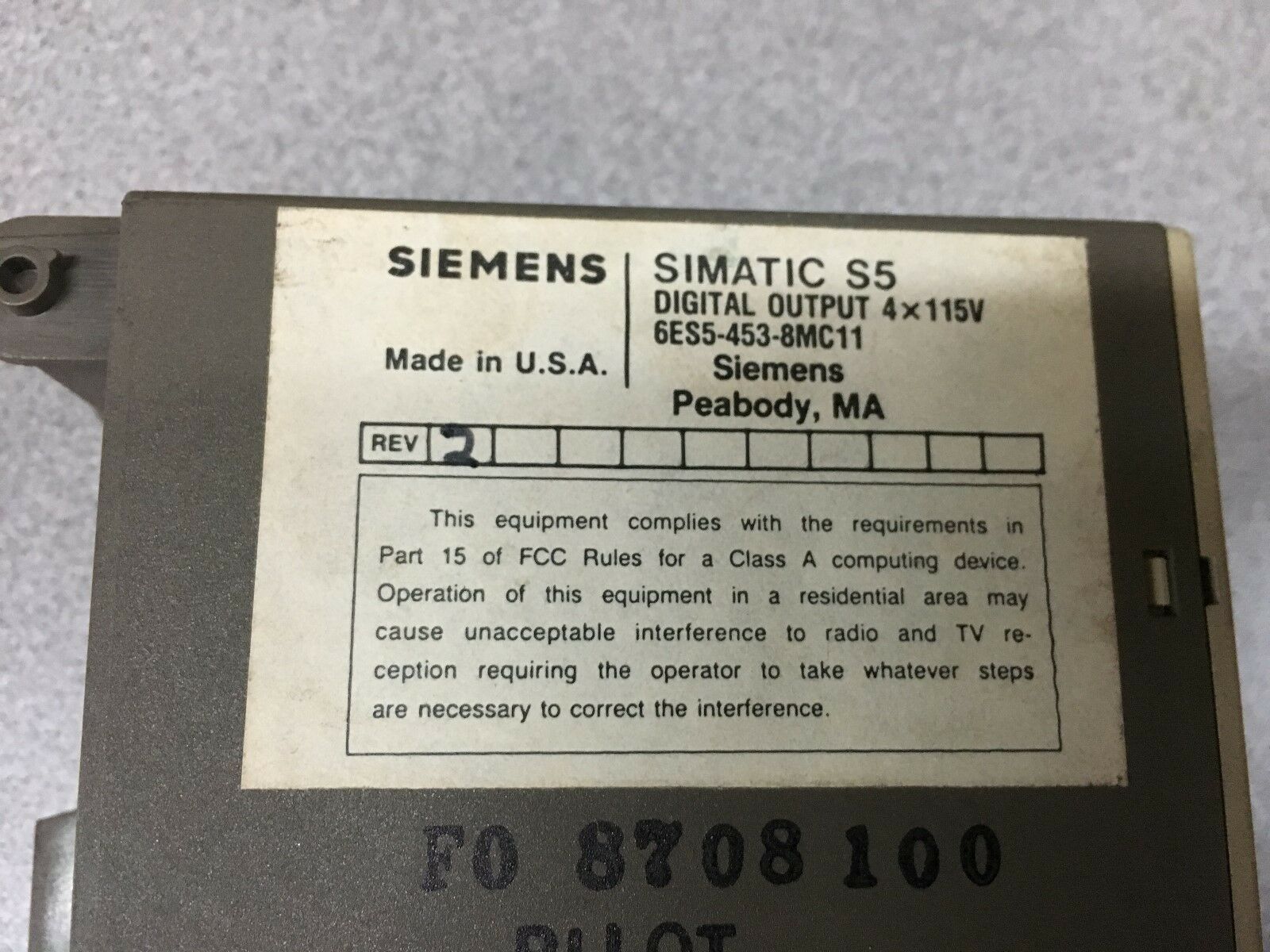 USED SIEMENS SIMATIC S5 DIGITAL OUTPUT MODULE 6ES5 453-8MC11