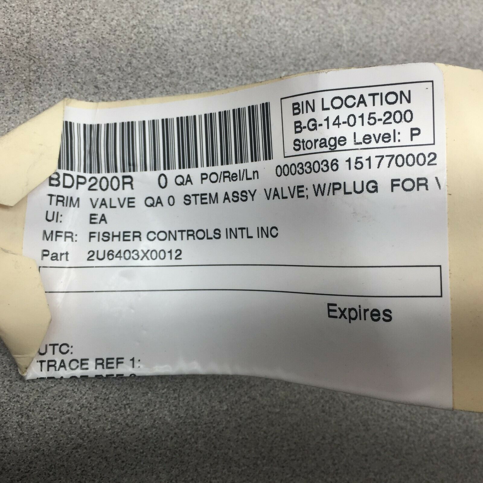 NEW NO BOX FISHER CONTROLS VALVE STEM ASSY 2U6403X0012