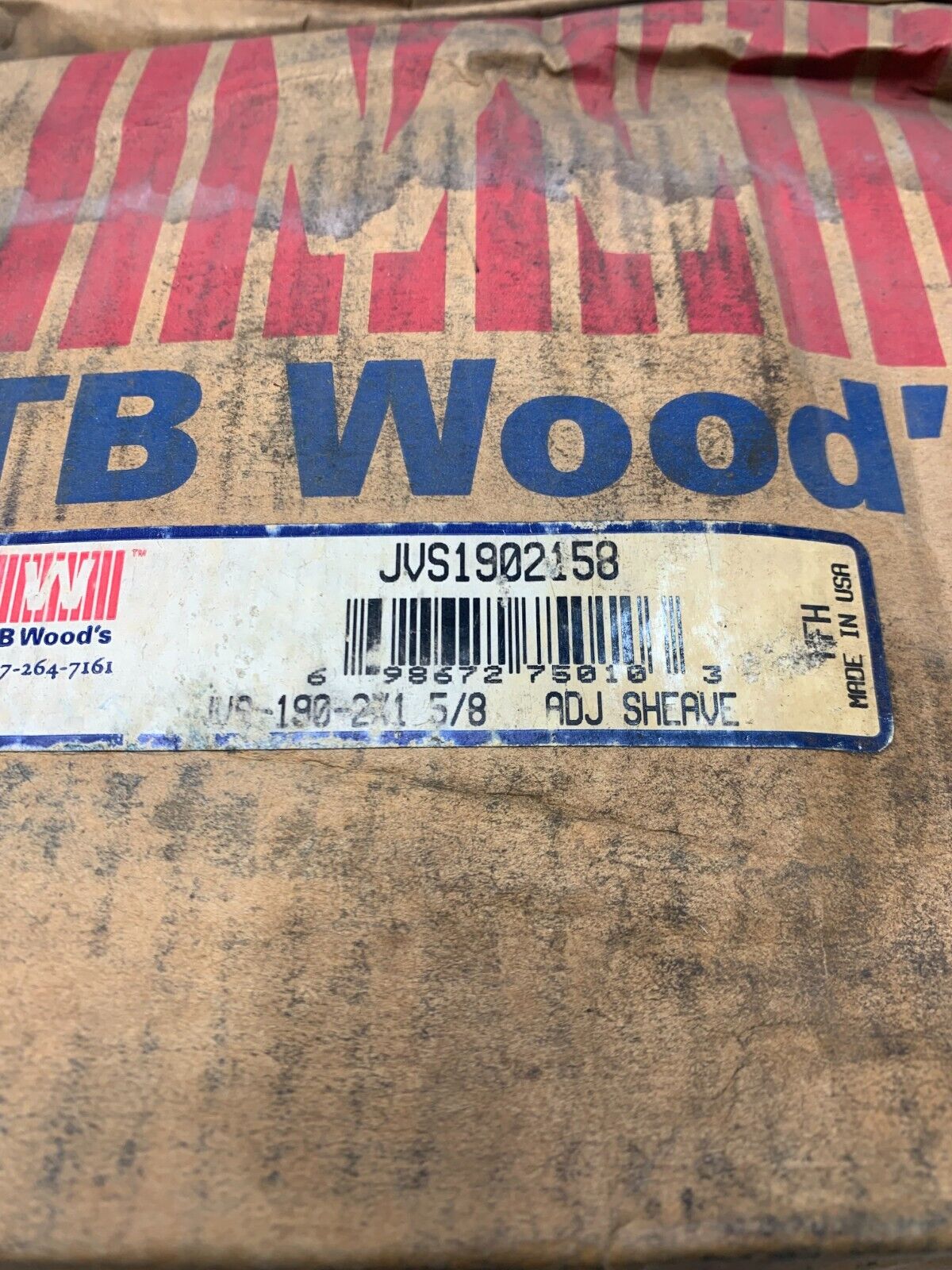 NEW IN BOX TB WOODS JVS1902158 JVS-190-2X1 5/8 ADJ SHEAVE