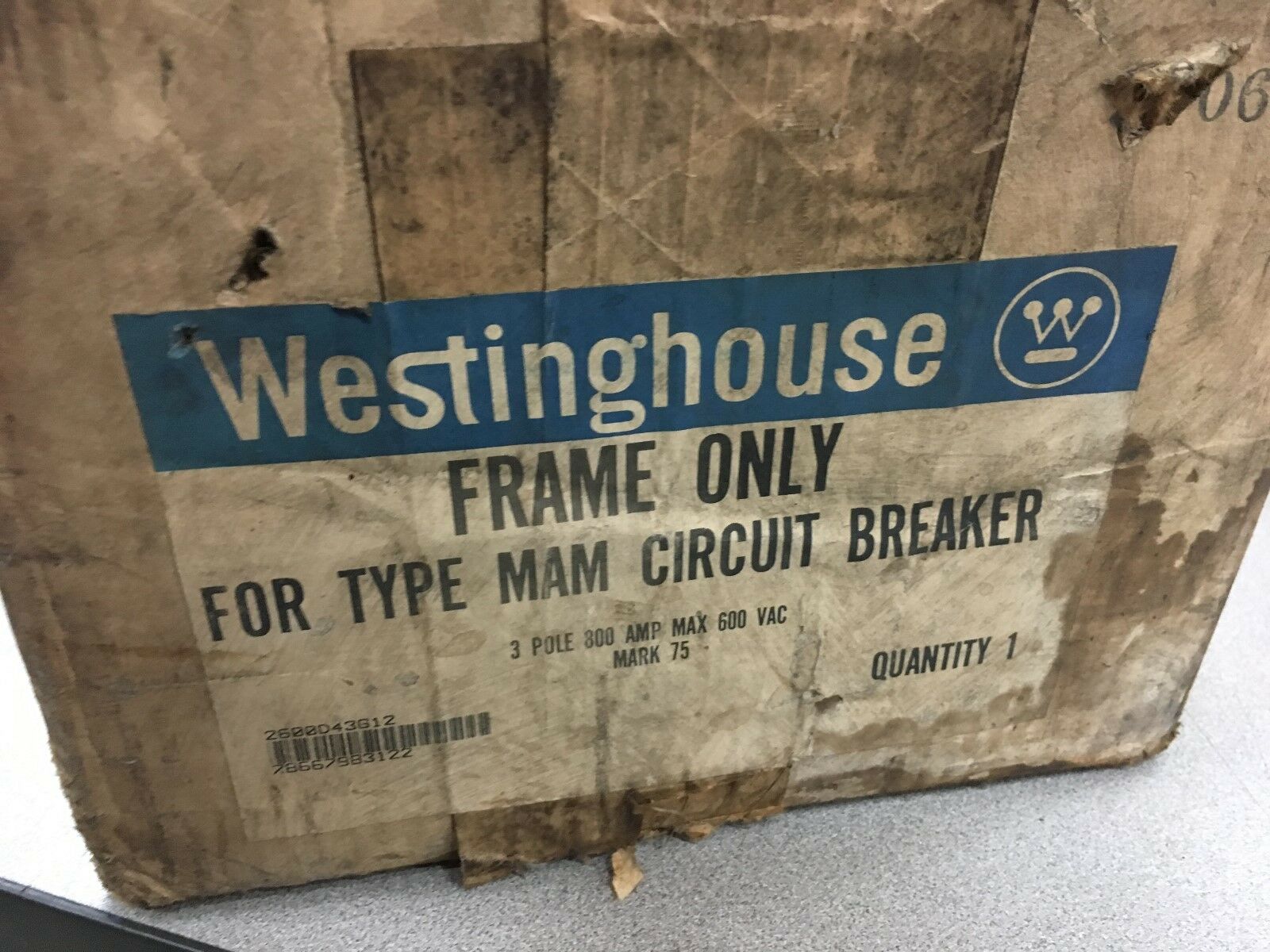 NEW WESTINGHOUSE 3 POLE 800AMP MINING CIRCUIT BREAKER 2600D43G12 *FRAME ONLY*