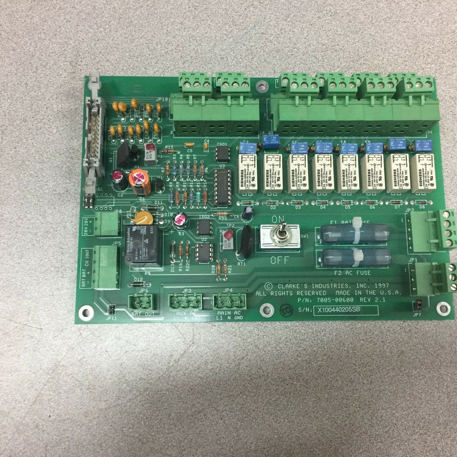 NEW NO BOX CLARKE'S INDUSTRIES CIRCUIT BOARD 7005-00600 REV2.1