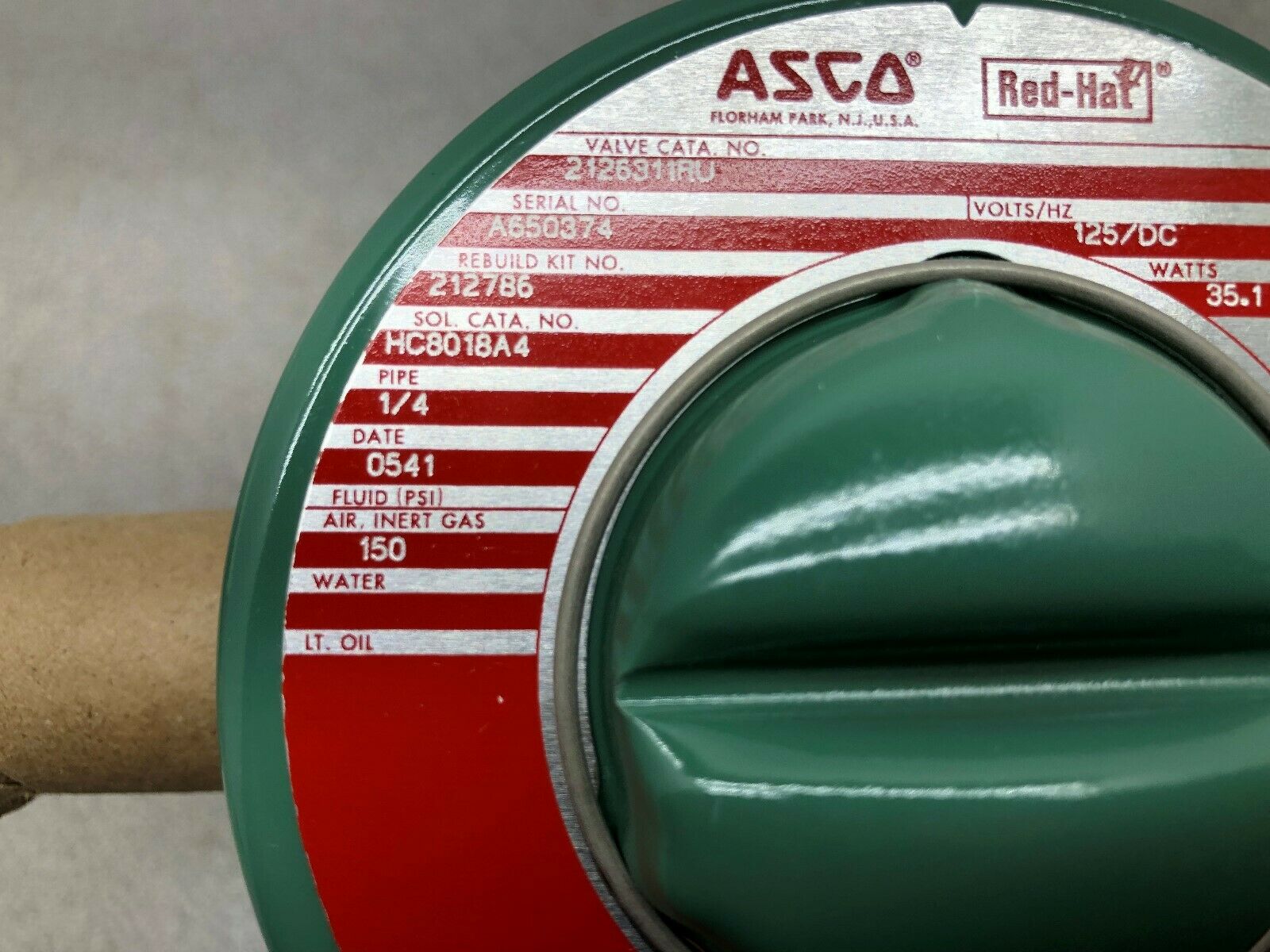 NEW NO BOX ASCO 1/4 NPT 125 VDC COIL 150 PSI SOLENOID VALVE 2126311RU