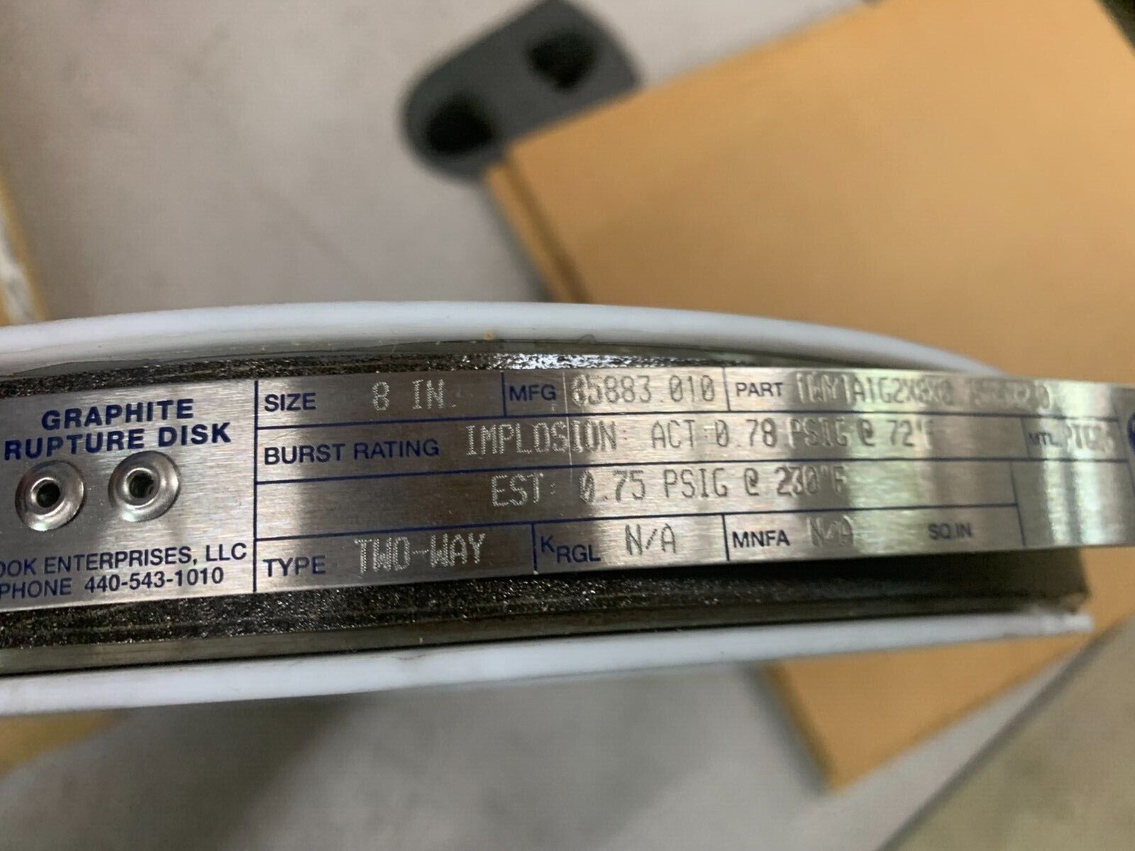 NEW IN BOX ZOOK 8" GRAPHITE RUPTURE DISC 85883.010 PART 1WY1A1G2X8X0.75X5X230