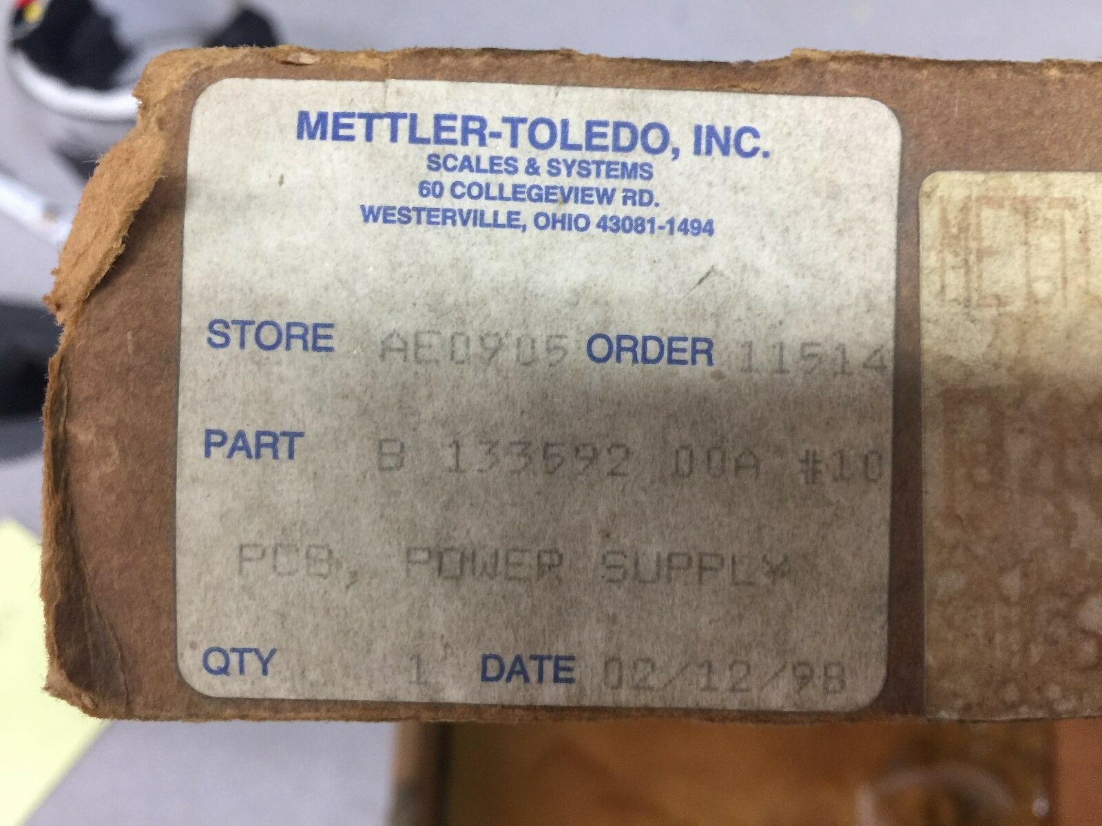 NEW IN BOX TOLEDO SCALES PC8 POWER SUPPLY B13359200A