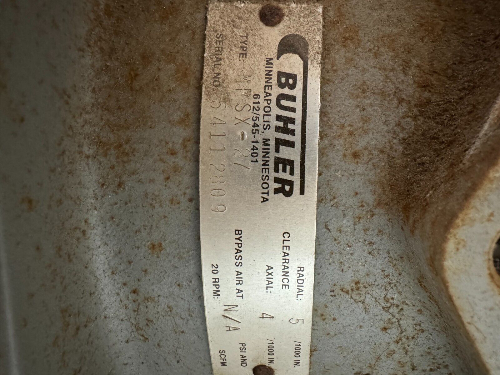 NEW OLD STOCK BUHLER 5" RADIAL 4" AXIAL AIRLOCK MPSX-27