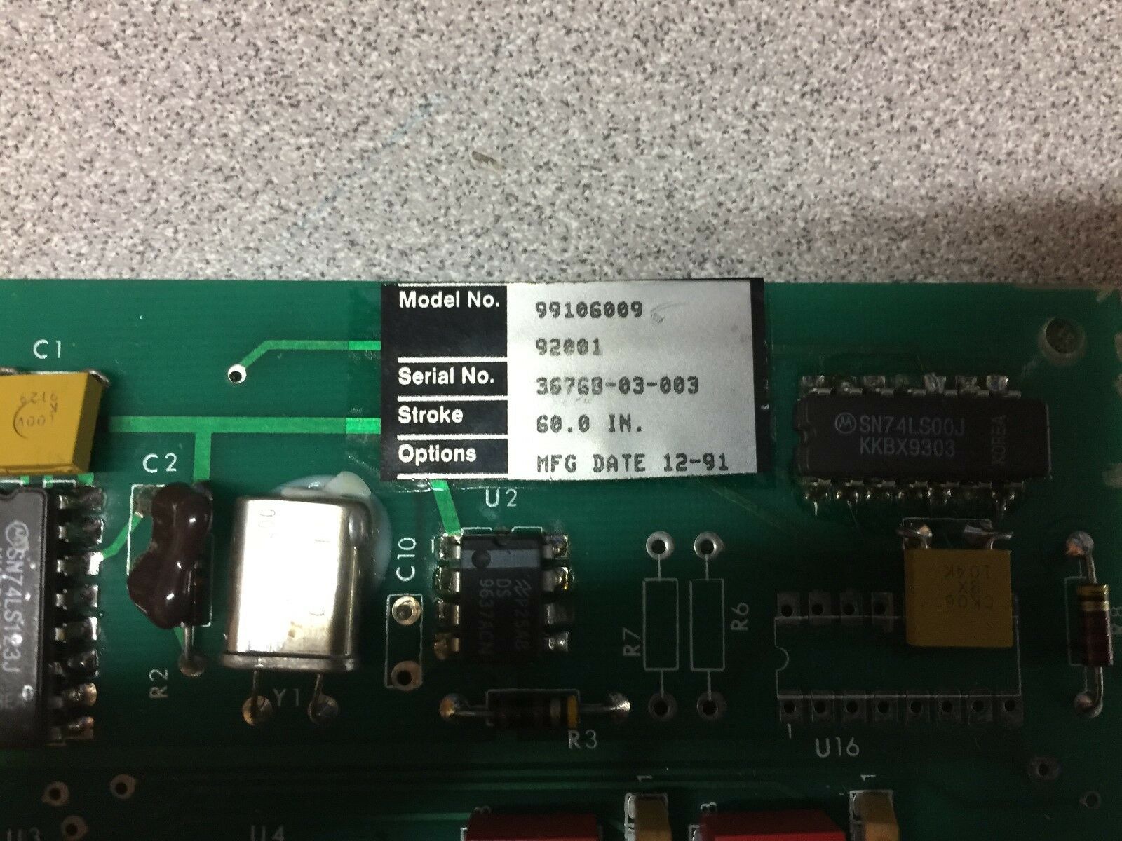 NEW NO BOX CIRCUIT BOARD 600080 NRL-5 60.0" STROKE REV. C 99106009-92001