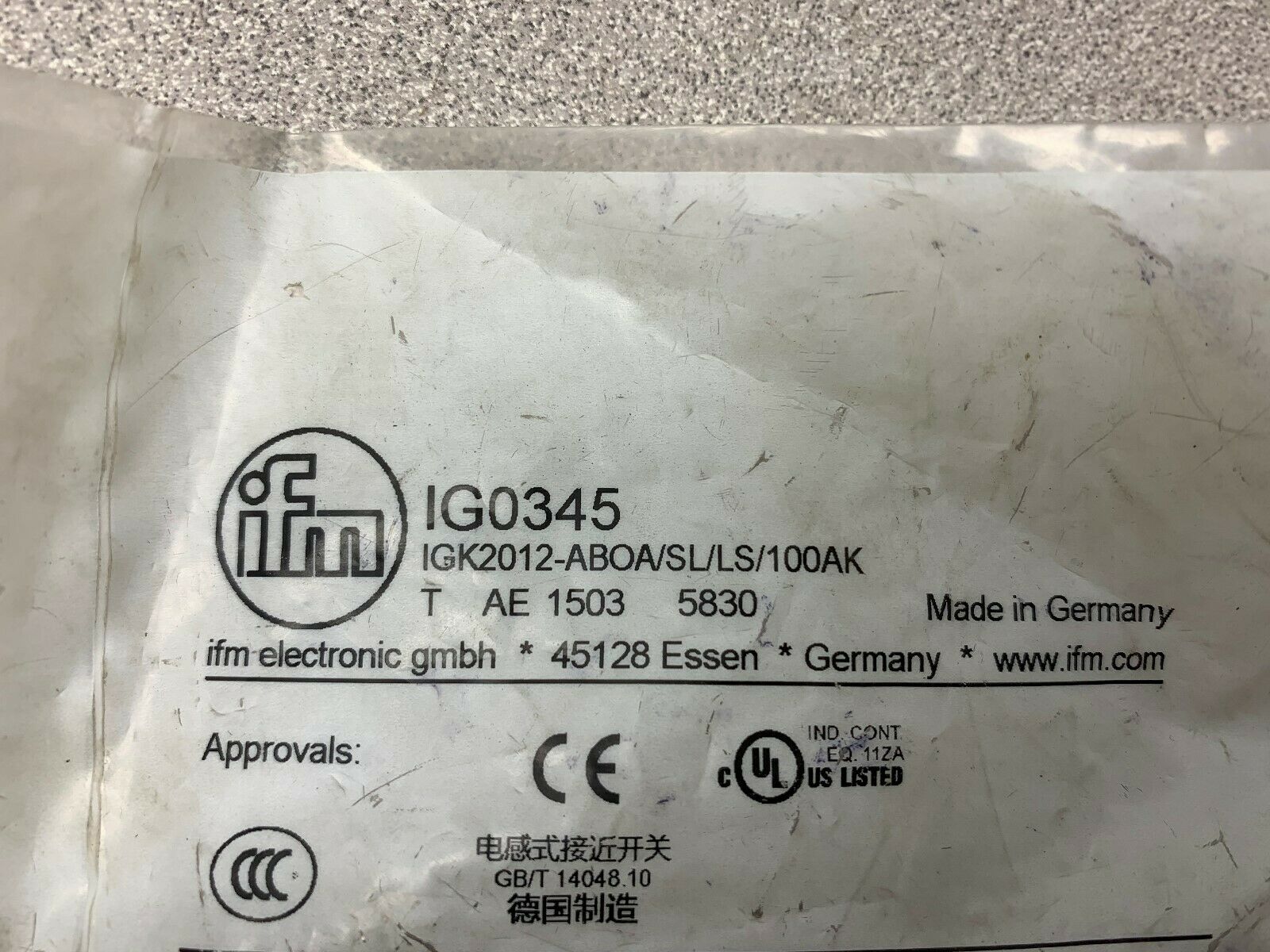 NEW NO BOX IFM SENSOR IGK2012-ABOA/SL/LS/100AK