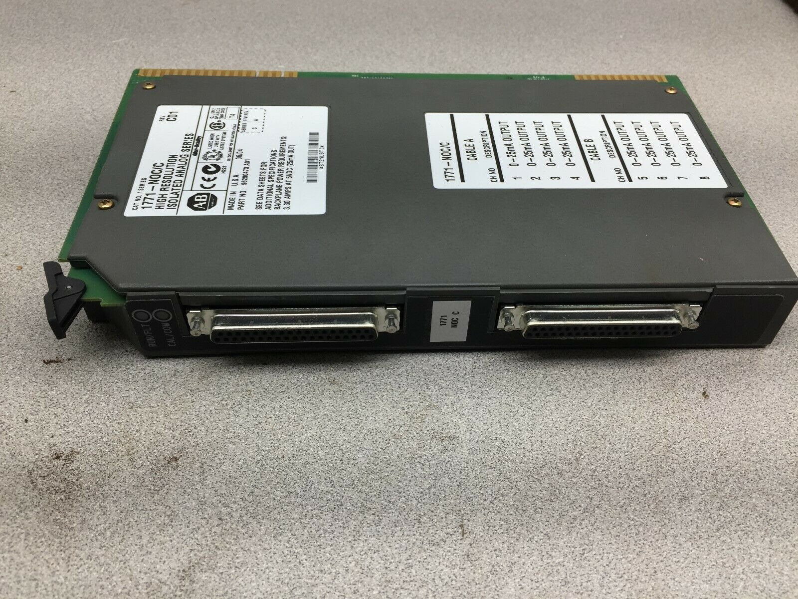 USED ALLEN BRADLEY HIGH RESOLUTION ISOLATED ANALOG MODULE 1771-NOC/C SER C