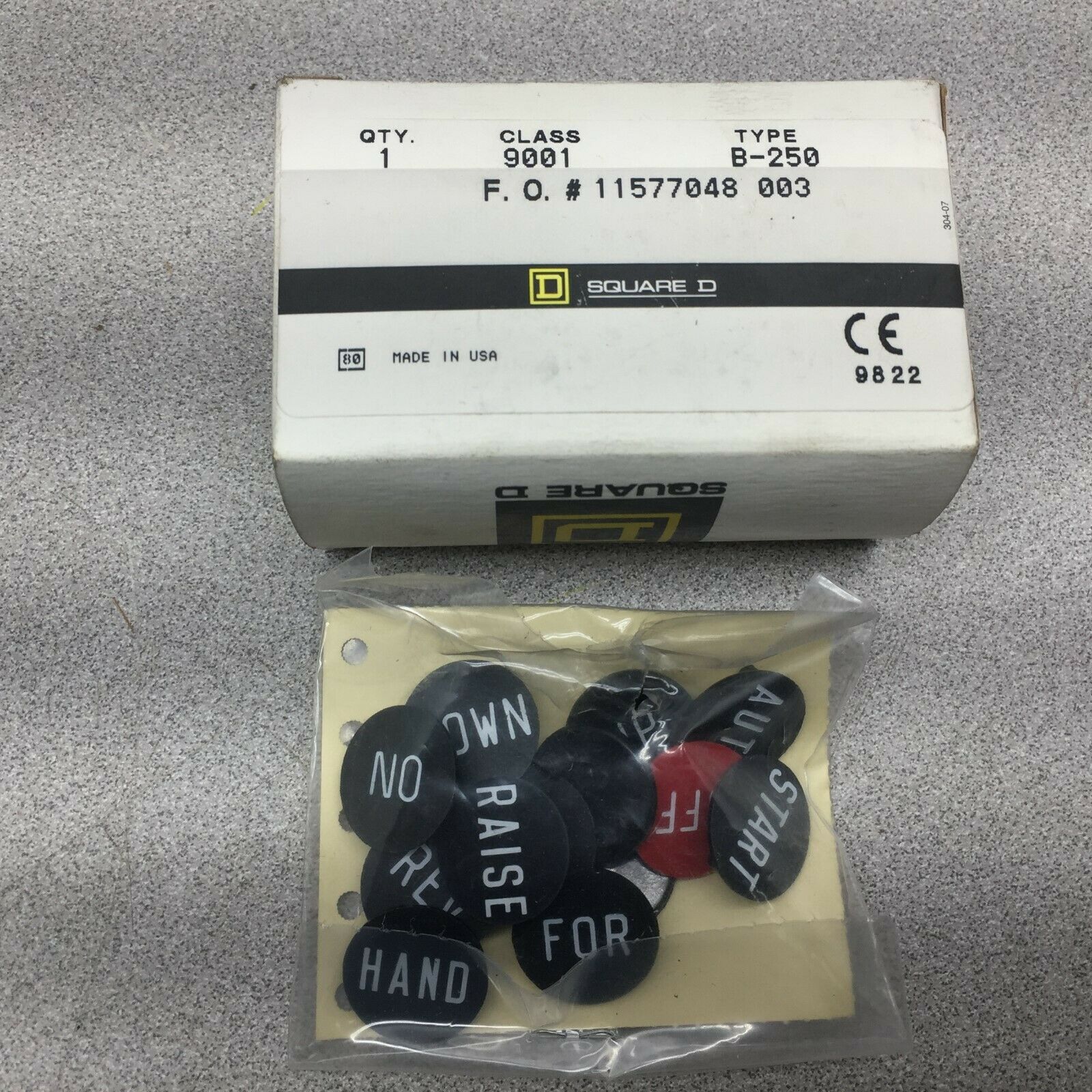 NEW SQUARE D BUTTON LEGEND PLATE INSERTS 9001-B-250