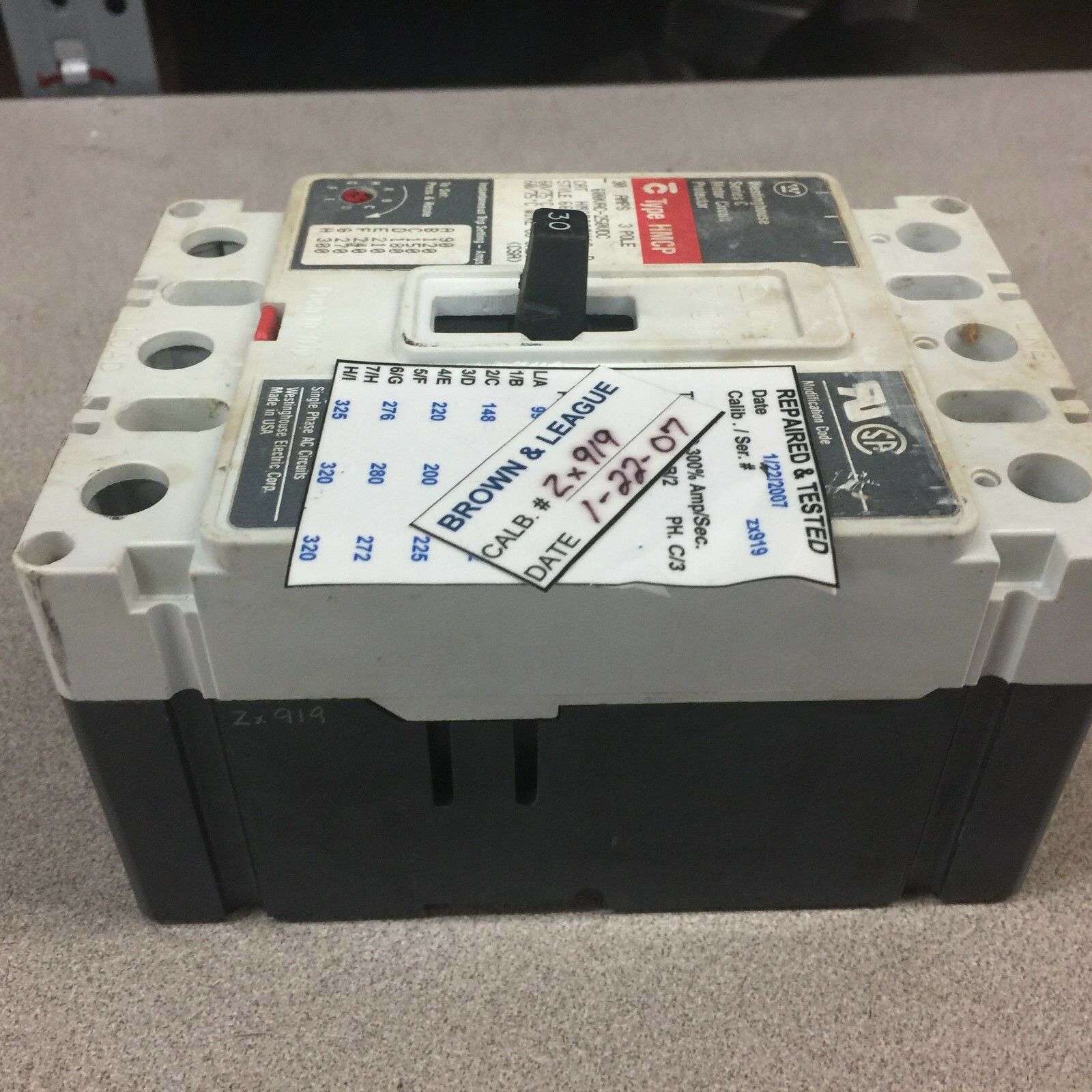 REPAIRED AND TESTED WESTINGHOUSE SERIIES C 30 AMP BREAKER HMCP030H1C