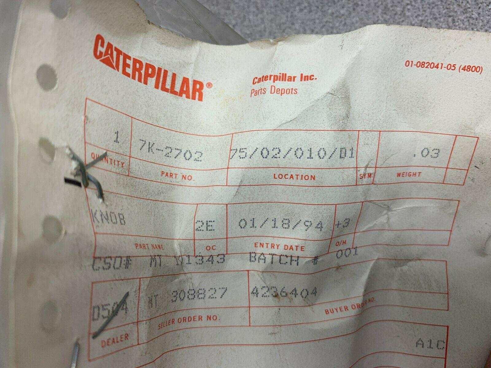 NEW NO BOX CATERPILLAR KNOB 7K-2702