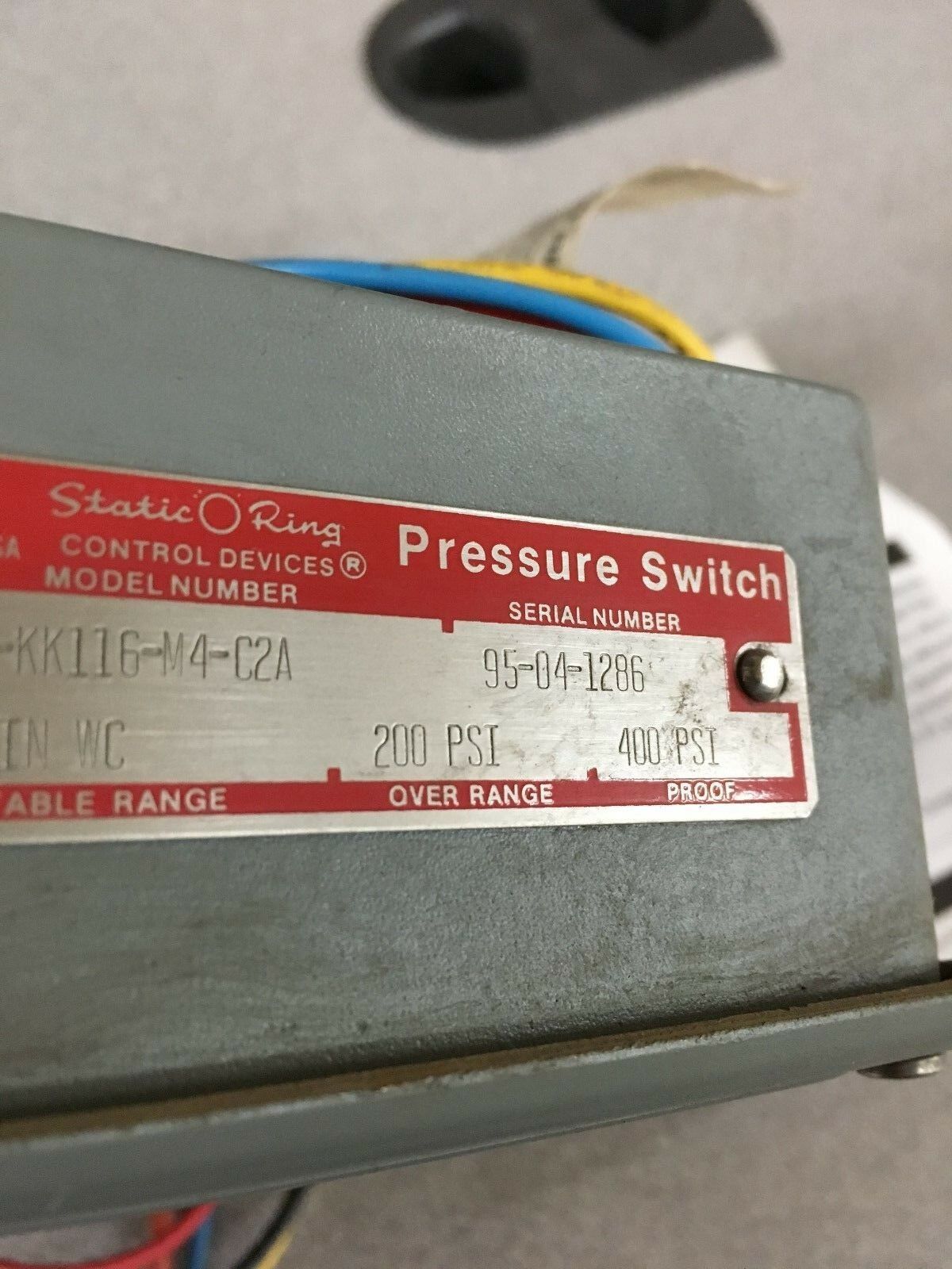 NEW SOR STATIC O RING PRESSURE SWITCH 52NN-KK116-M4-C2A