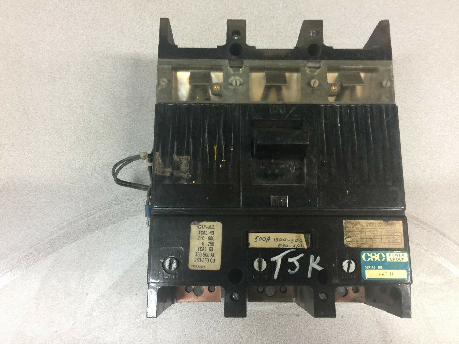 USED GE 500AMP 1500-5000TRIP 3POLE CIRCUIT BREAKER TJK3600