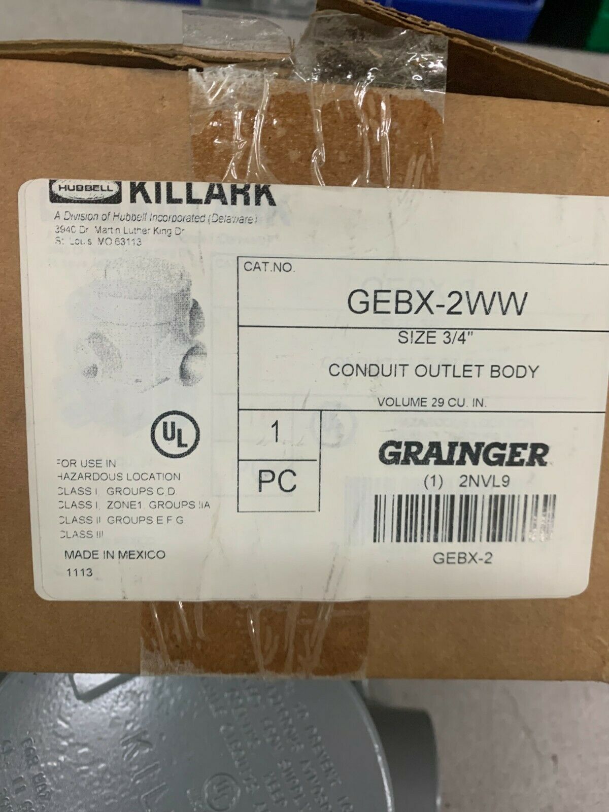 NEW IN BOX HUBBELL KILLARK 3/4" CONDUIT OUTLET BODY GEBX-2WW
