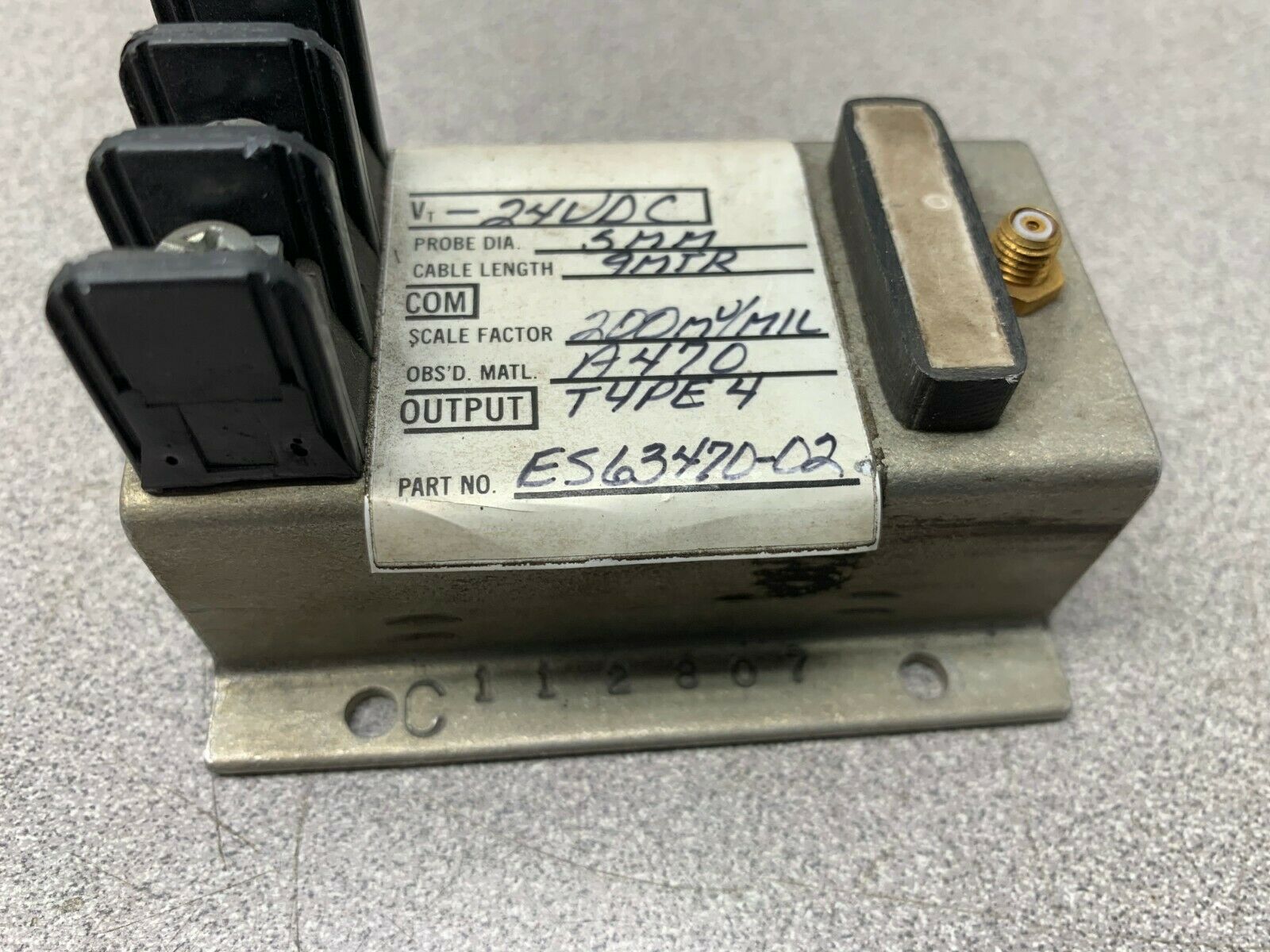 NEW NO BOX BENTLY NEVADA E563470-02 TRANSDUCER PROXIMITOR 200 MV/MIL, A470