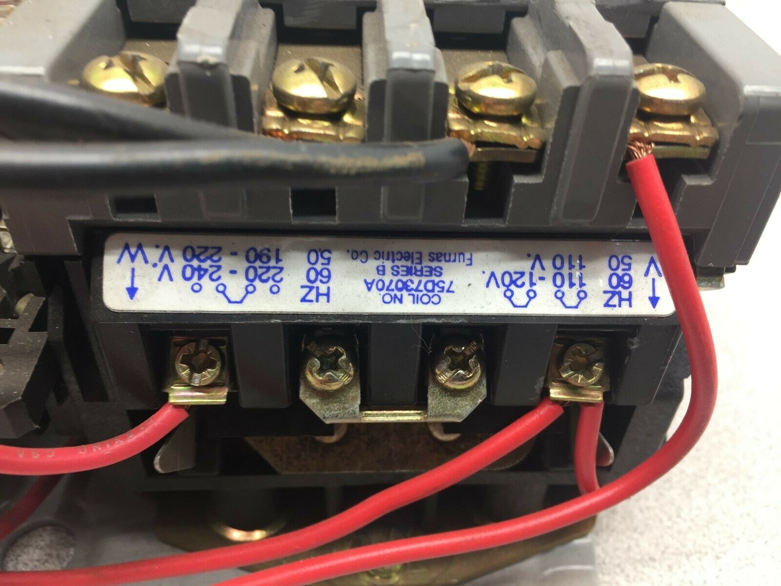 USED FURNAS SIZE 1 27 AMPS 120/240 VAC COIL 600VAC 3 POLE REVERSING STARTER 22DP