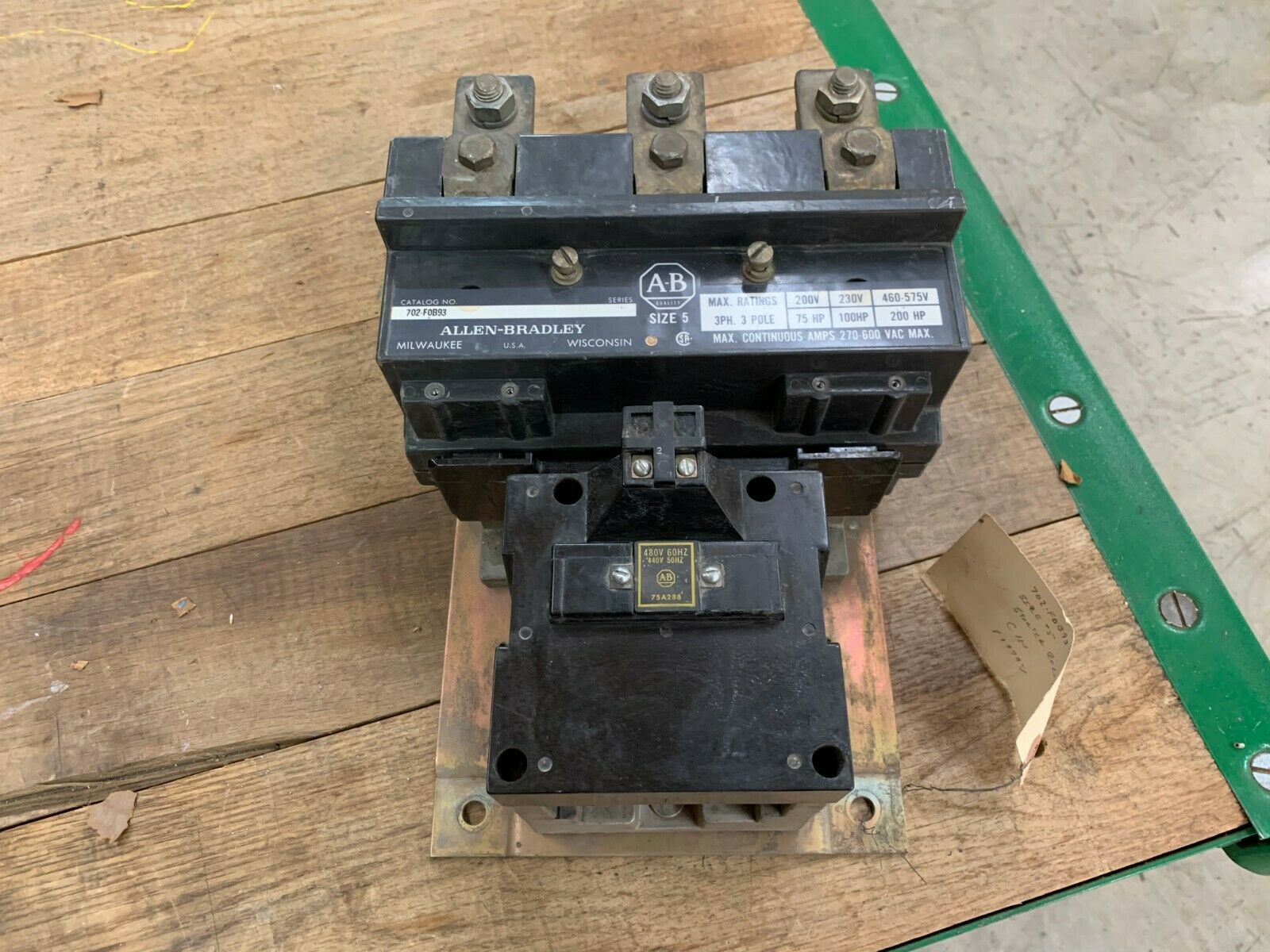 USED ALLEN-BRADLEY 702-F0B93 SIZE 5 STARTER 440/480V. COIL 702-FOB93