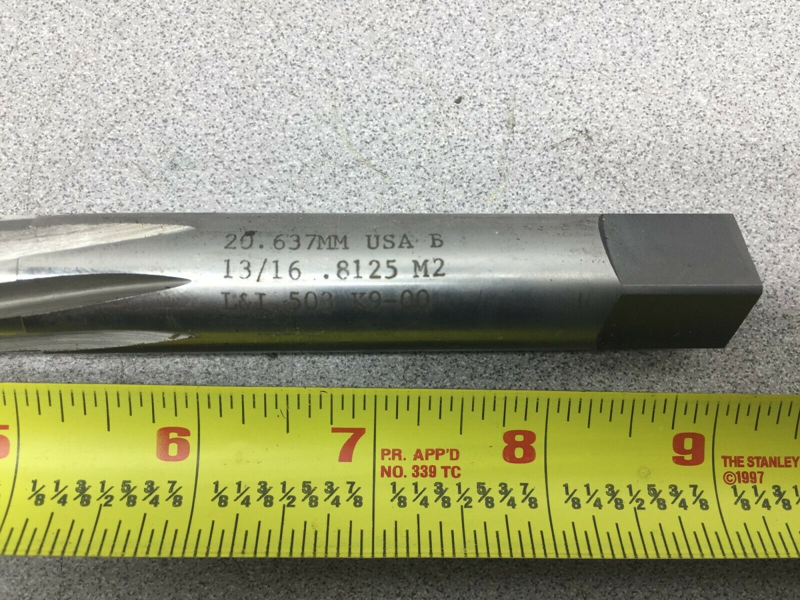 NEW NO BOX L&I 13/16 .8125 M2 20.637MM HAND REAMER 503 K9-00