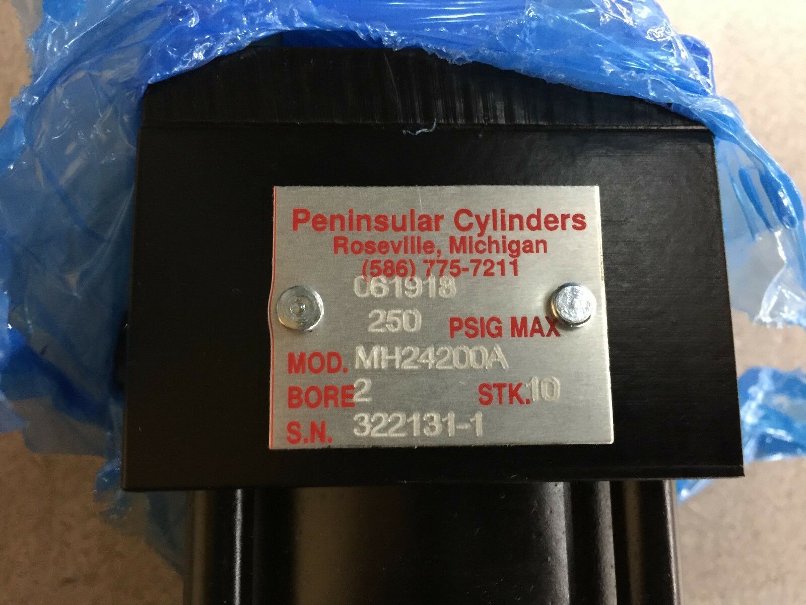 NEW NO BOX PENINSULAR CYLINDERS 2"BORE 10"STROKE 250PSI MAX PNEUMATIC CYL 061918