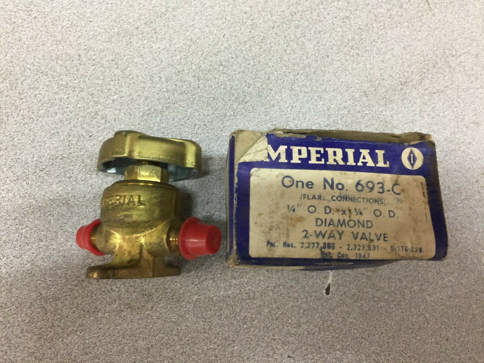 NEW NO BOX LOT OF 2 IMPERIAL DIAMOND 1/4 FLARE CONN. 2 WAY VALVE 693-C