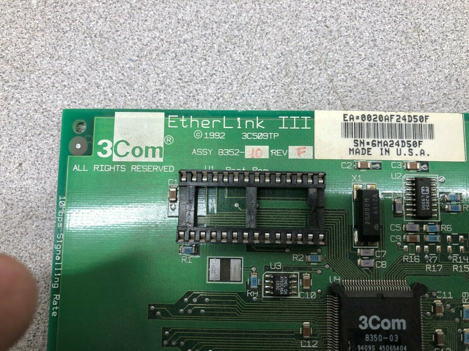 USED 3 COM ETHERLINK III BOARD 8352-10 REV F / EA=0020AF24D50F