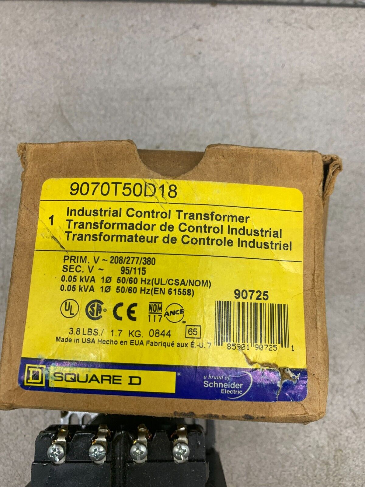 NEW IN BOX SQUARE D INDUSTRIAL CONTROL TRANSFORMER 9070T50D18
