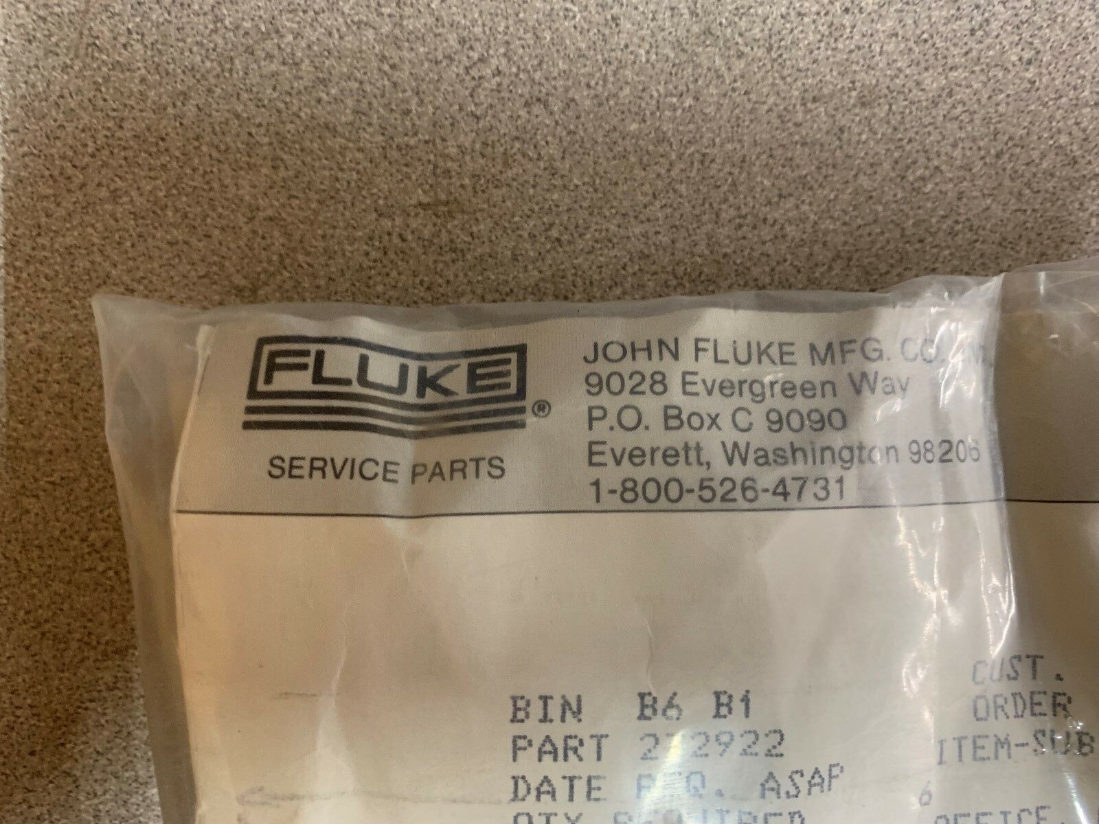 LOT OF 6 NEW IN BAG FLUKE TUBE DISPLAY 272922