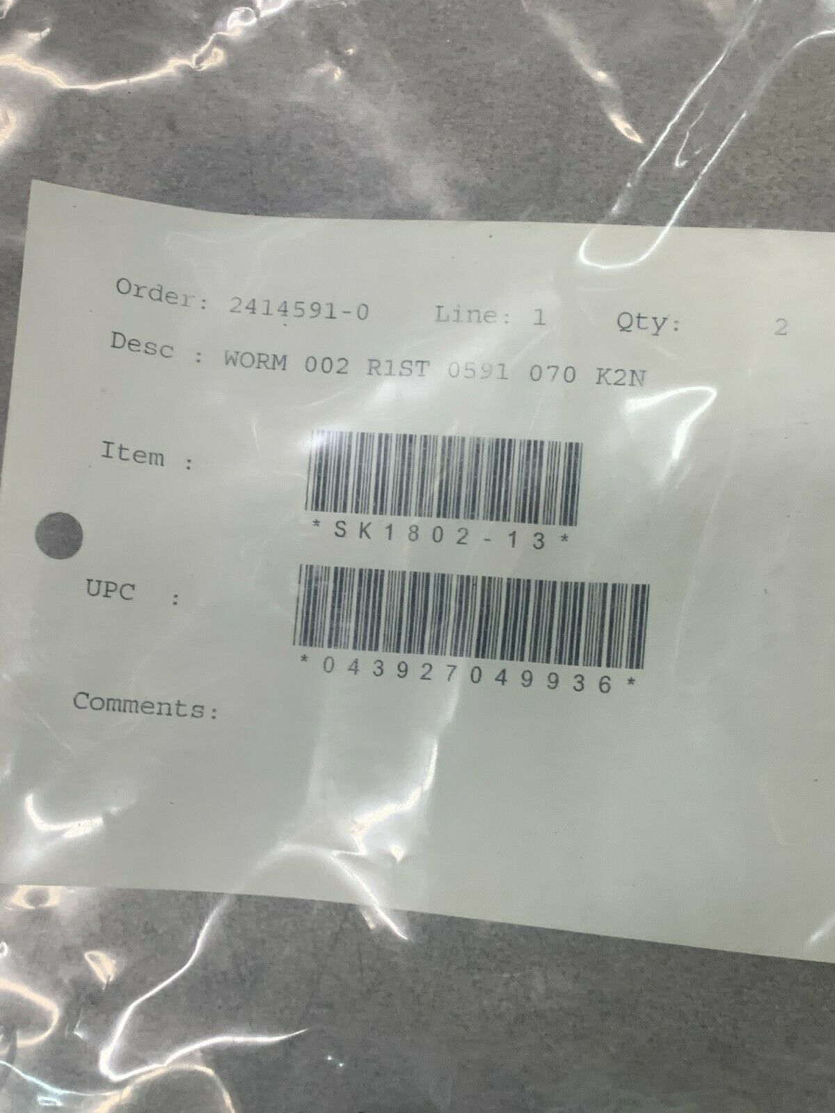 NEW NO BOX LOT OF 2 DUFF NORTON WORM GEARS 002 R1ST 0591 070 K2N