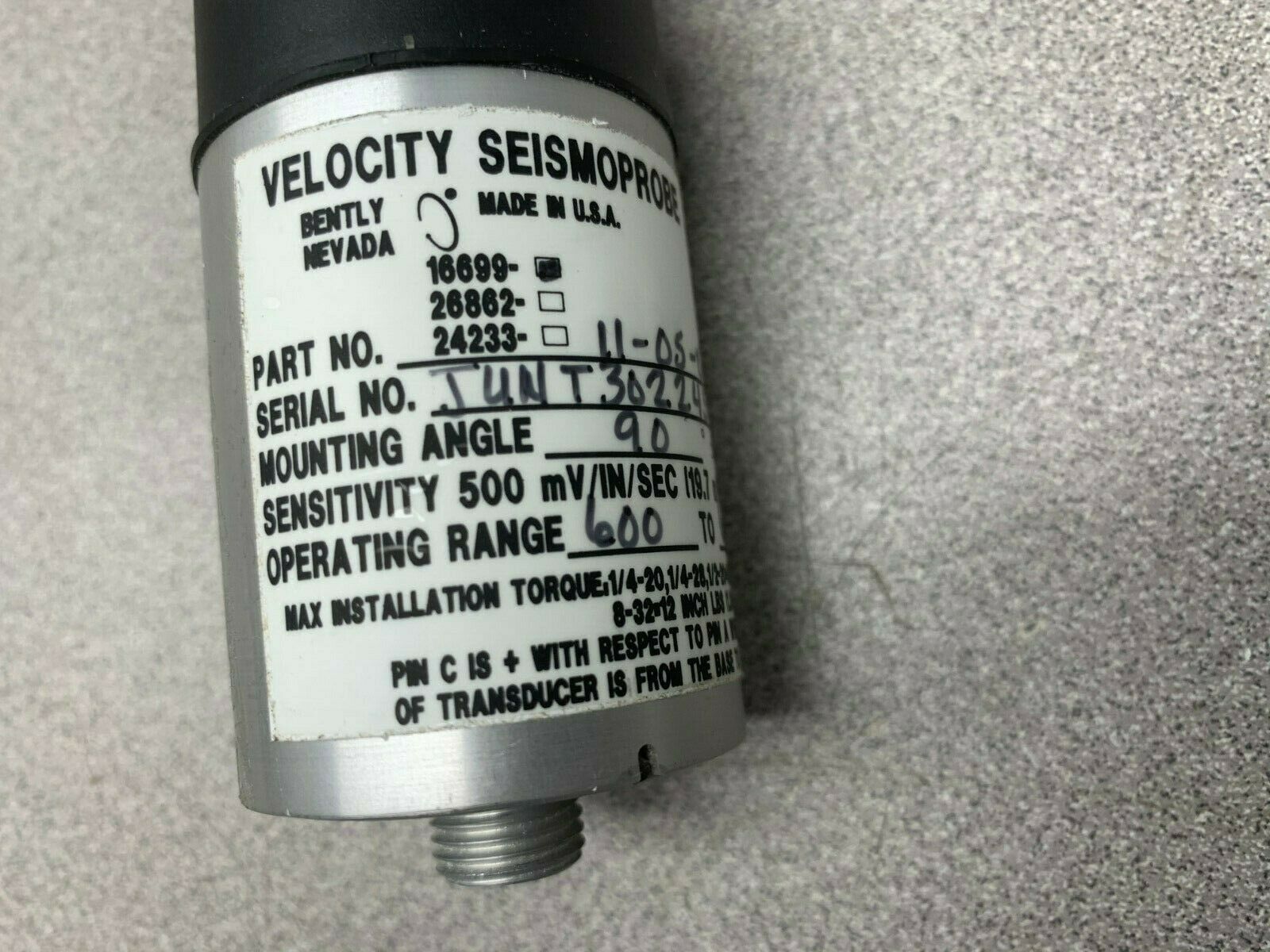 NEW NO BOX BENTLY NEVADA VELOCITY SEISMOPROBE 16699-11-05-03